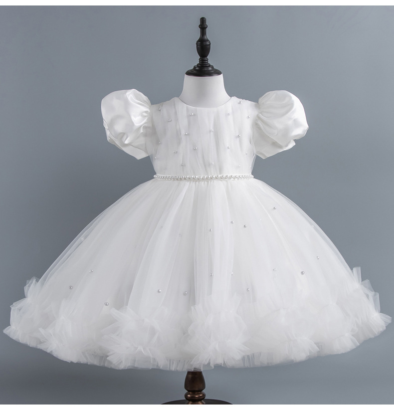 周歲禮服 緞面澎袖釘珠小禮服 5色 80-120cm #8322