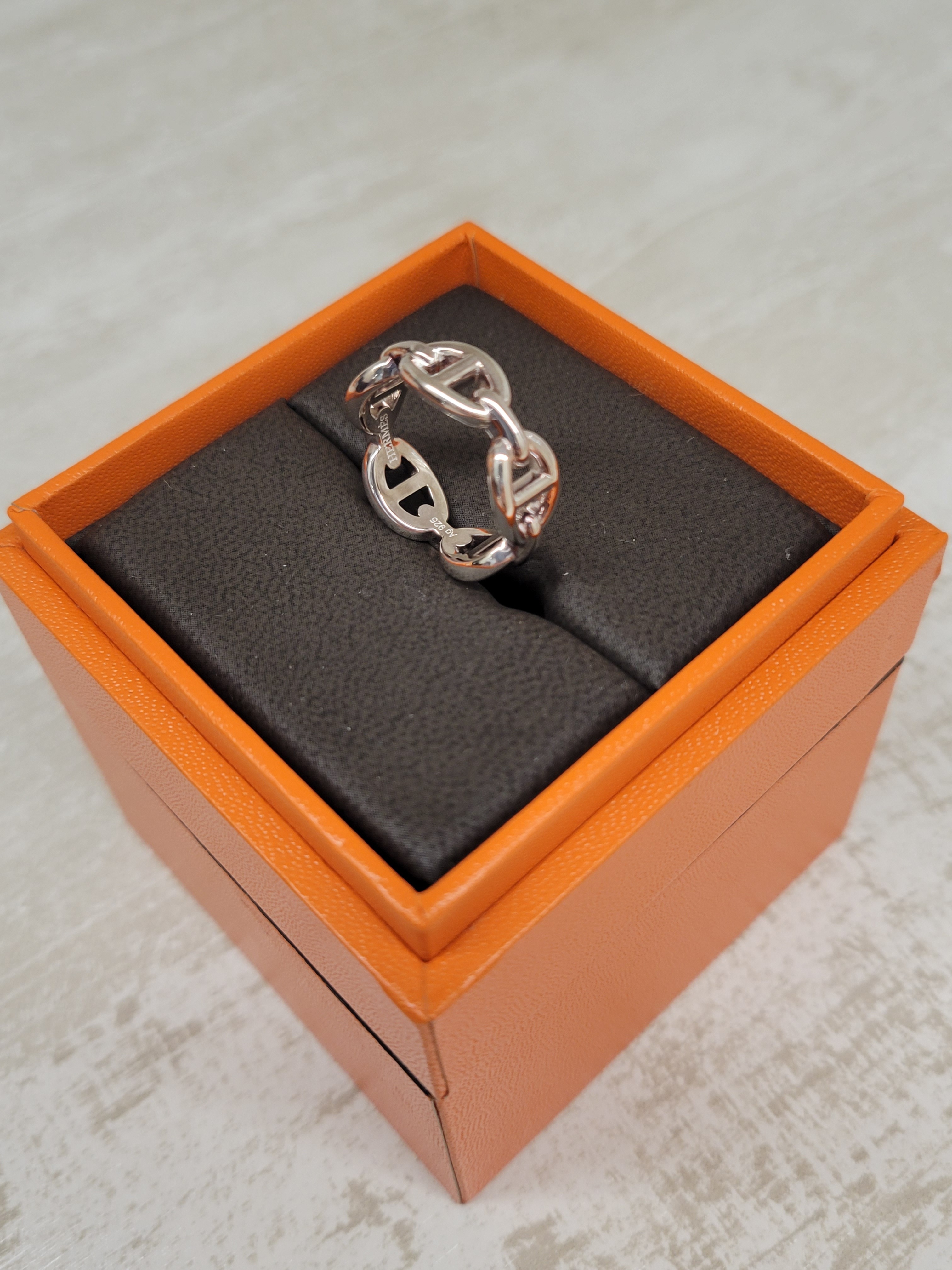 Hermes 925 CHAINE D ANCRE RING 純銀 豬鼻戒指