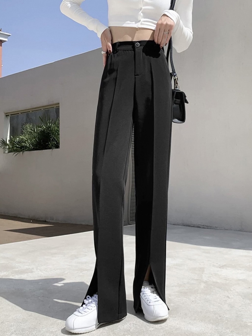 年末出清✧˖°黑色西裝褲 開衩喇叭修腿褲