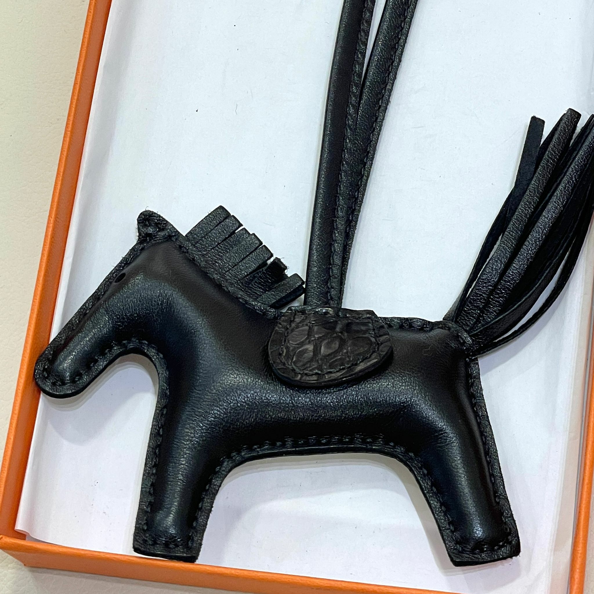 全新HERMES Rodeo 馬仔 PM  Charm  Touch 黑色羊皮拼鱷魚皮,愛馬仕手袋吊飾, #BRAND NEW #香榭站正品