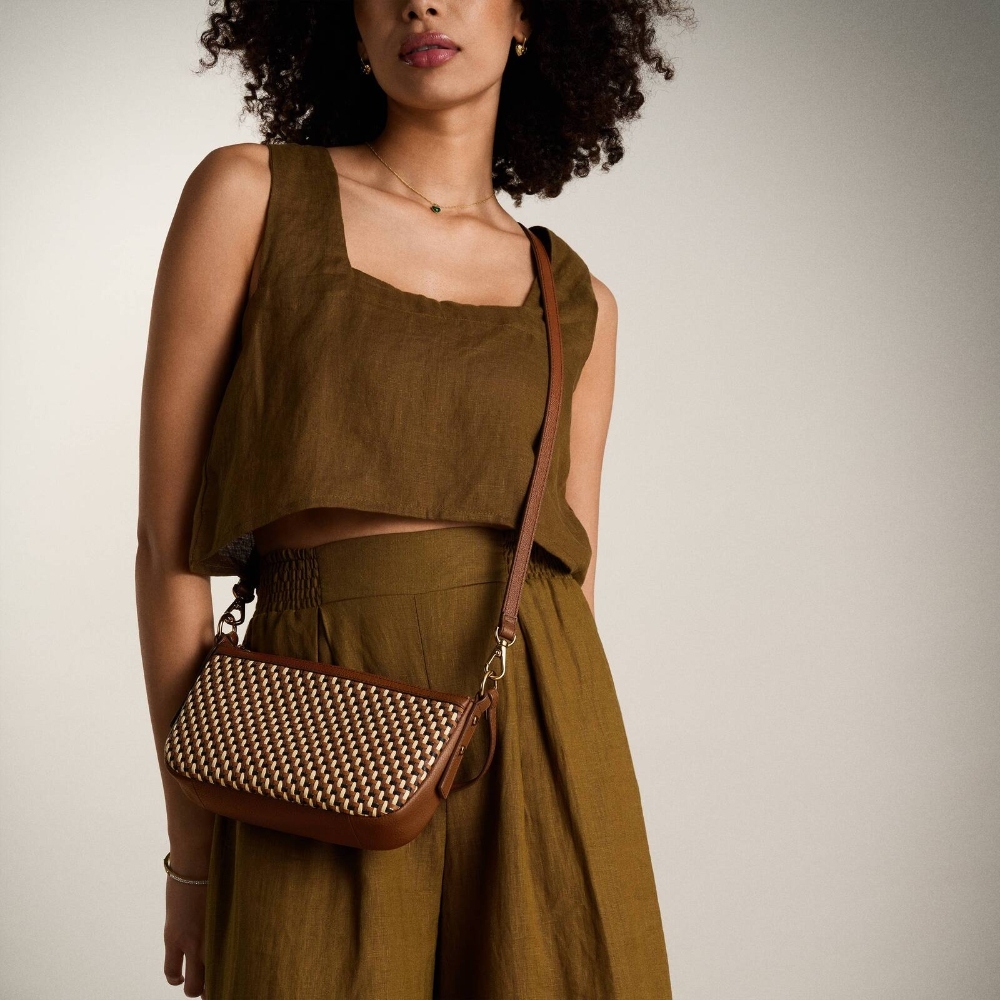 Jolie 真皮法棍包-棕色編織 ZB11111249