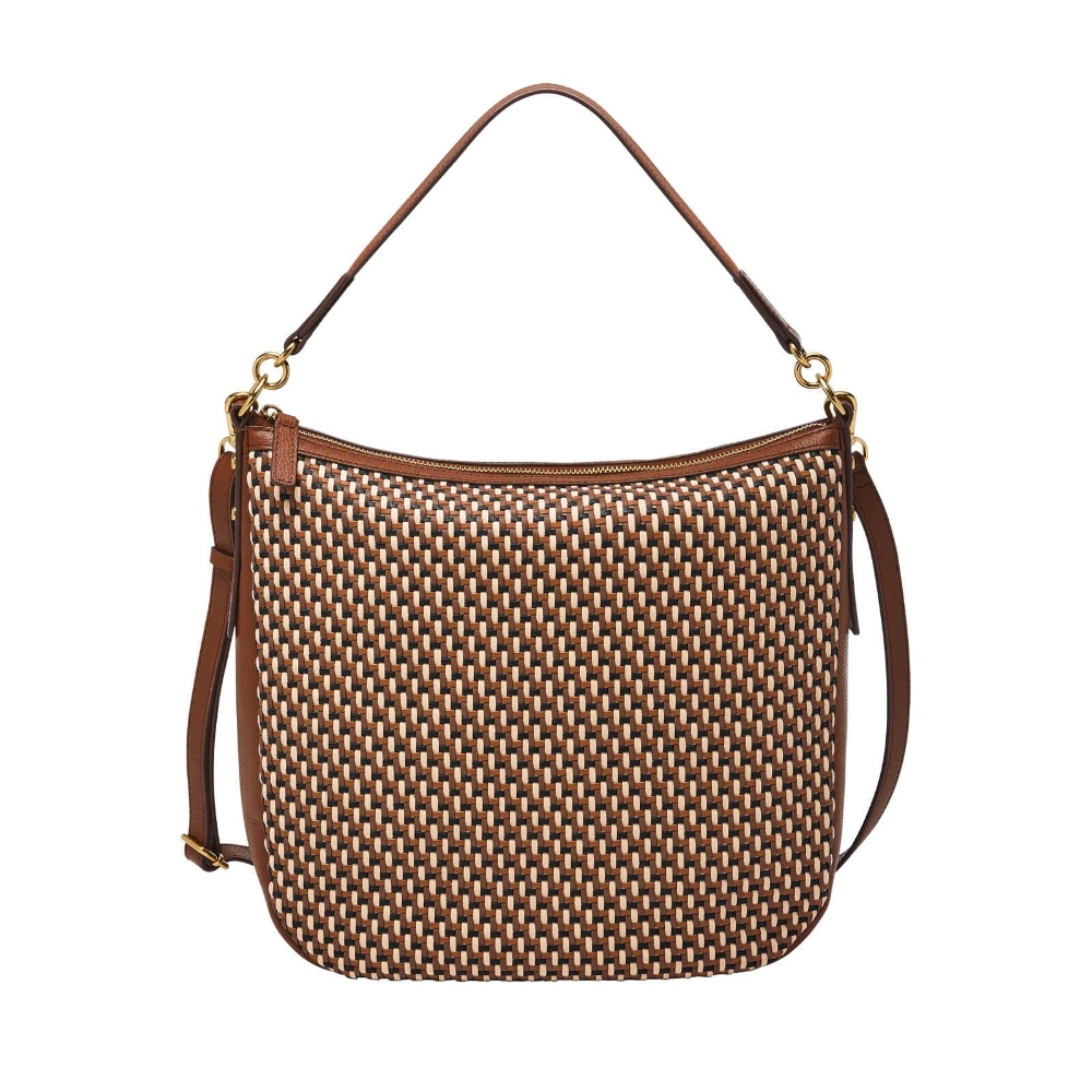 Jolie 真皮新月Hobo斜背包-棕色編織 ZB11114249