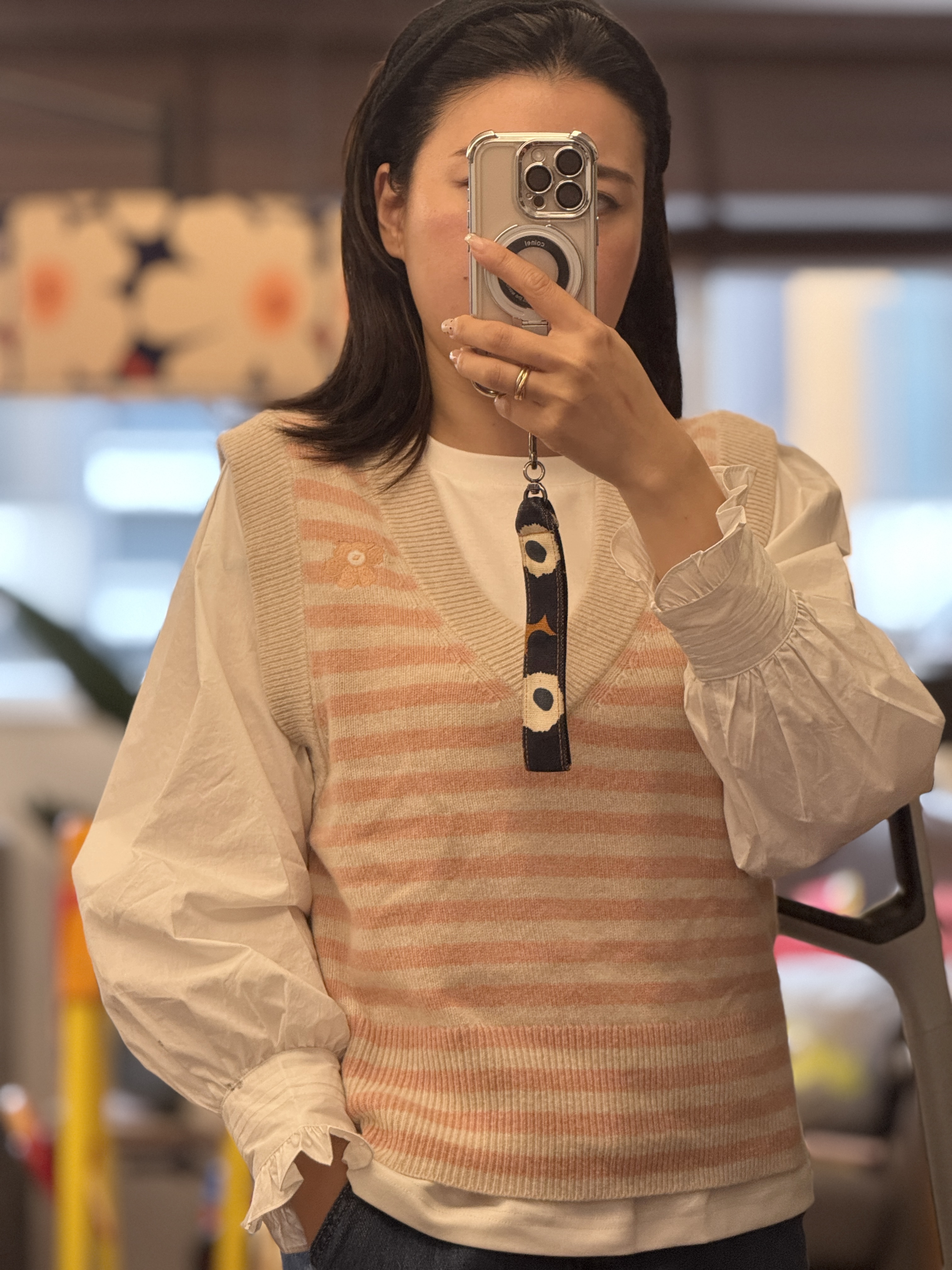 代購現貨 | Marimekko 背心冷衫 | Pink x beige 間條