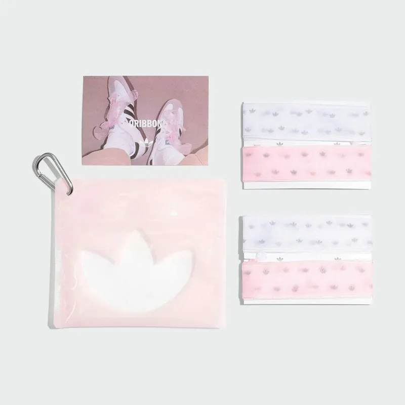 ADIDAS ORIBBON CLEAR 一包2色 三葉草 LOGO 紗質緞帶 鞋帶組 裝飾