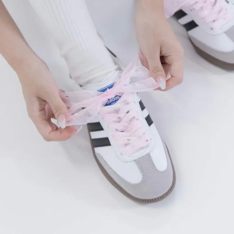 ADIDAS ORIBBON CLEAR 一包2色 三葉草 LOGO 紗質緞帶 鞋帶組 裝飾
