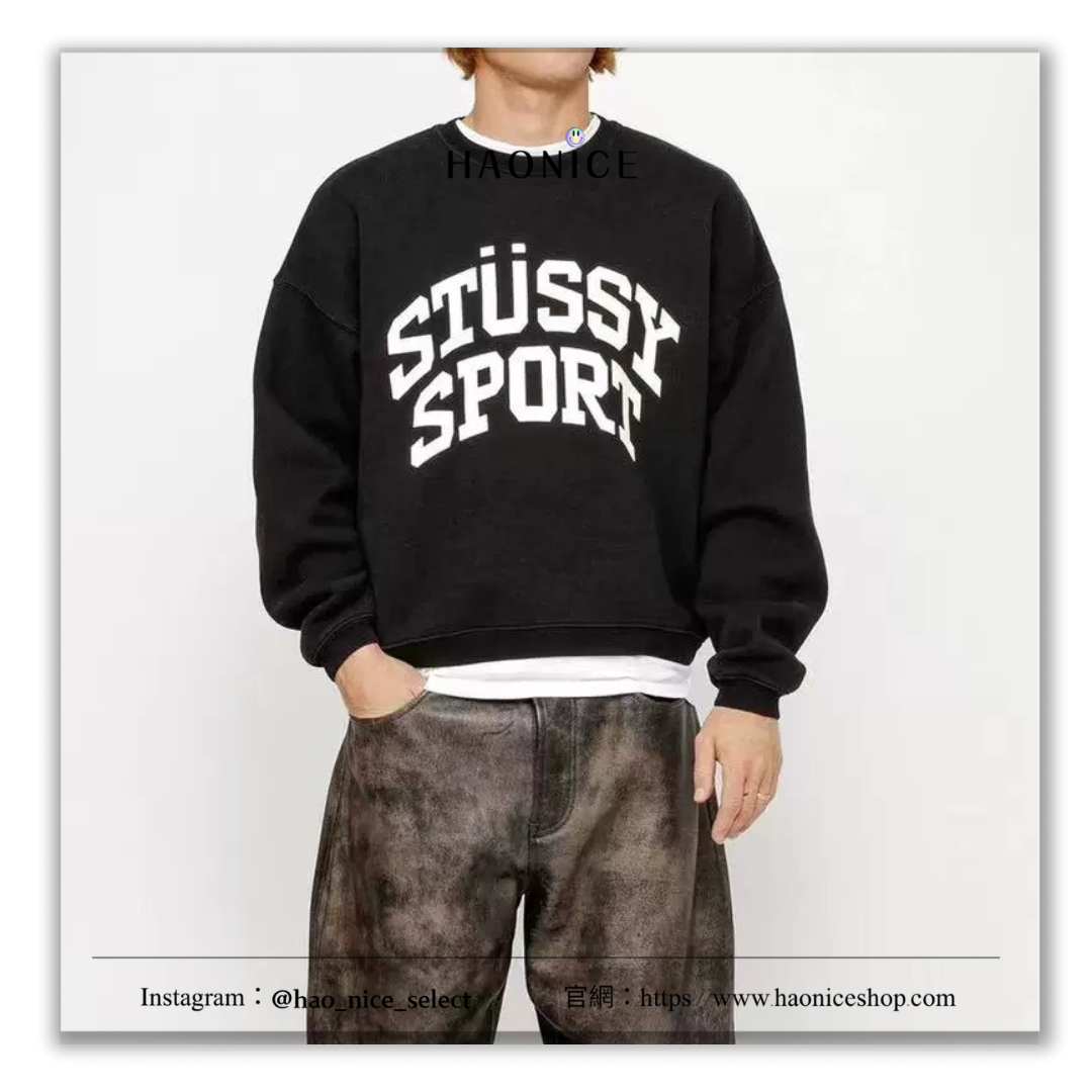 【HAO NICE 】美式🇺🇸潮流STUSSY 24FW 秋冬新款 新款龜裂字母 簡約字母單調配色 百搭款長袖 大學T