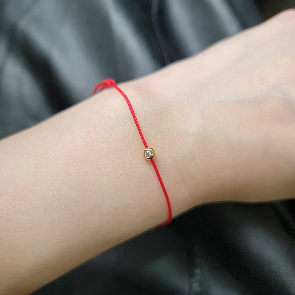 【me.luxe】K18月亮鑲3分鑽雙紅繩手鍊