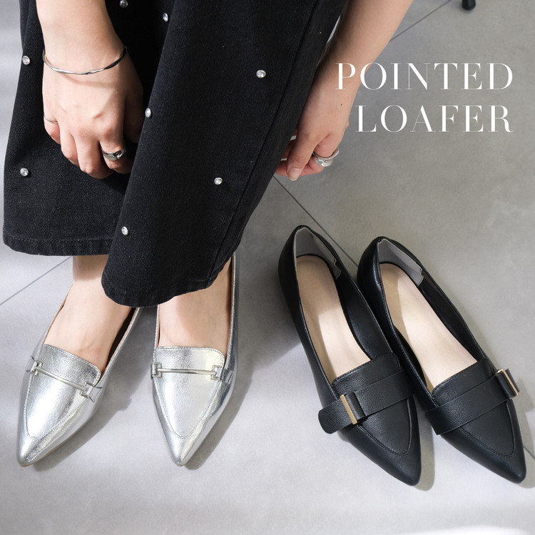 俐落小姐姐 低調裝飾尖頭樂福鞋 【FX2415】