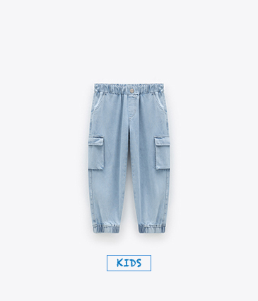 工作口袋縮口牛仔褲【童裝】