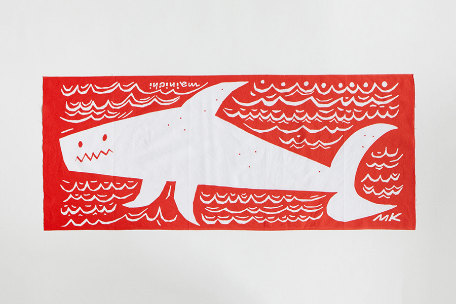 鹿兒島睦週邊-手拭巾・巨齒鯊・紅