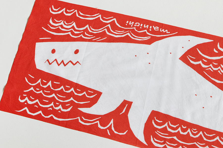 鹿兒島睦週邊-手拭巾・巨齒鯊・紅