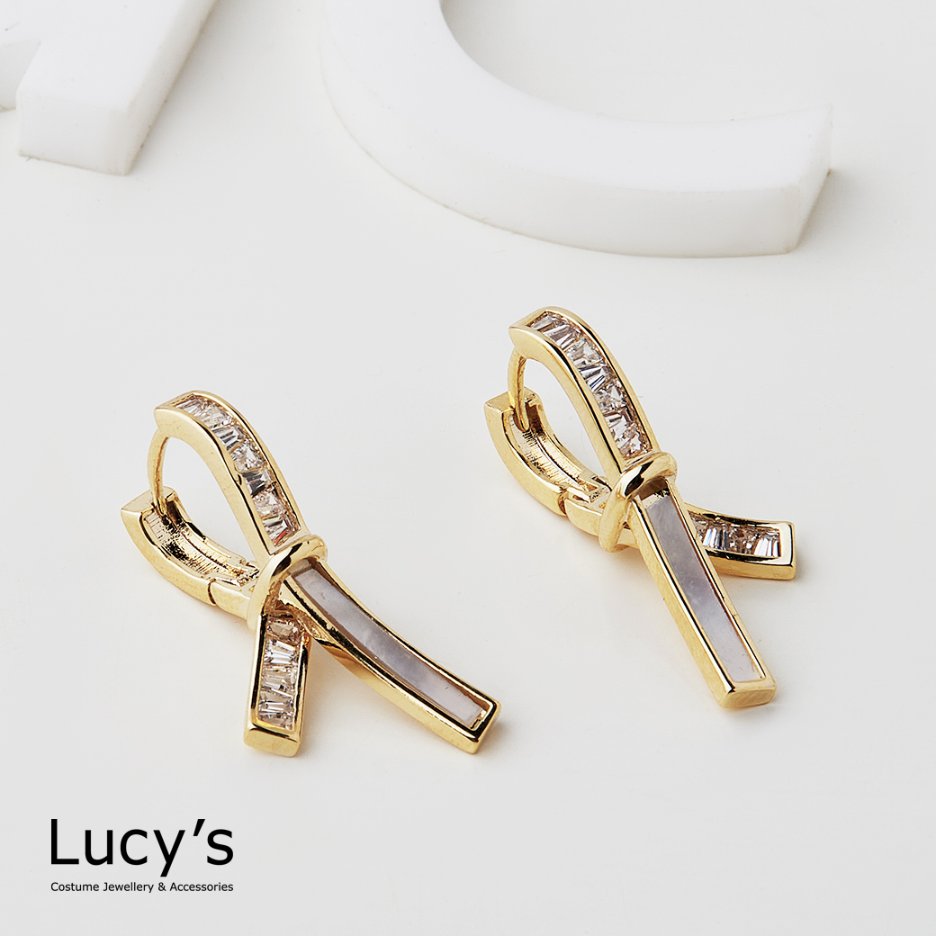 鑽貝緞帶 易扣耳環 (119819)