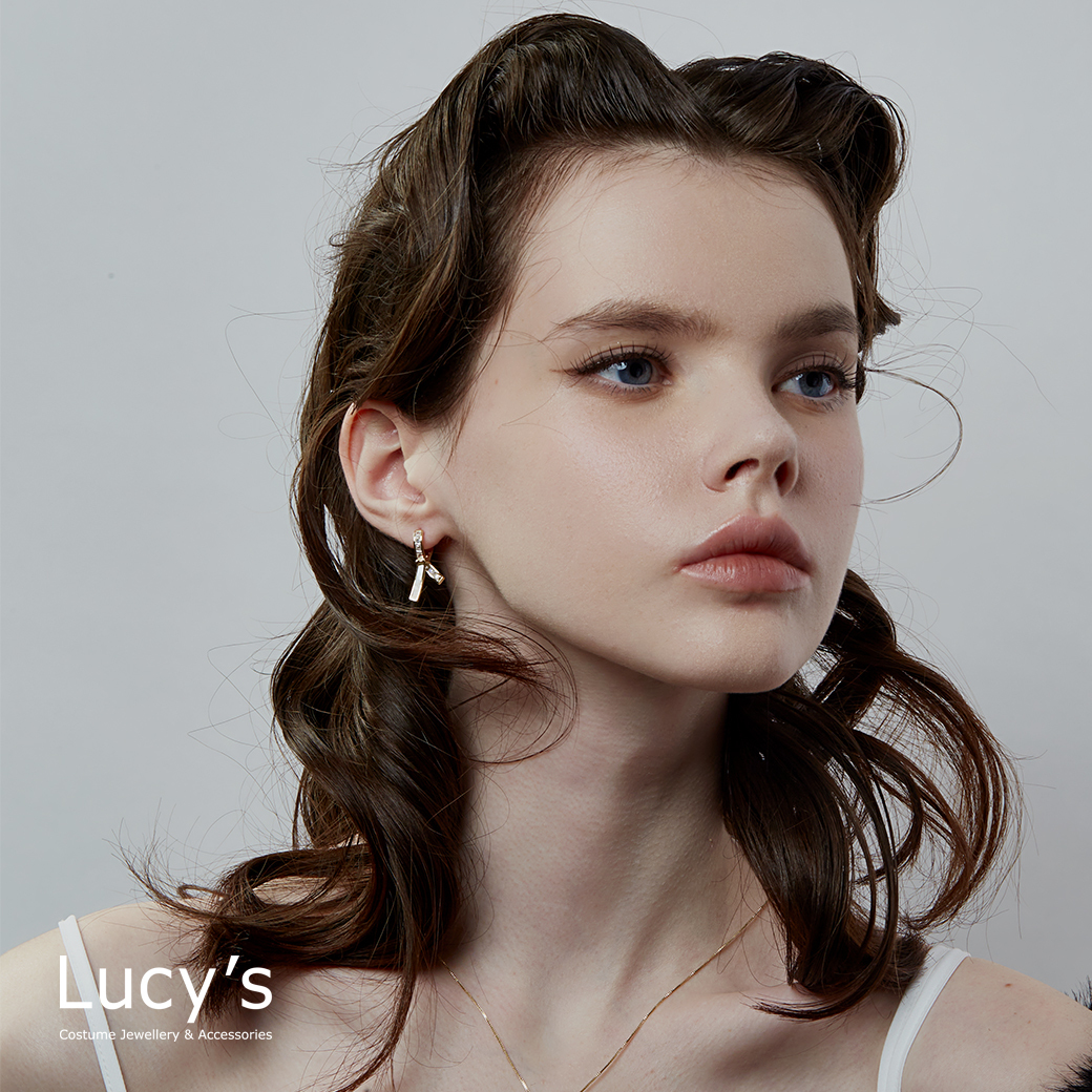 鑽貝緞帶 易扣耳環 (119819)