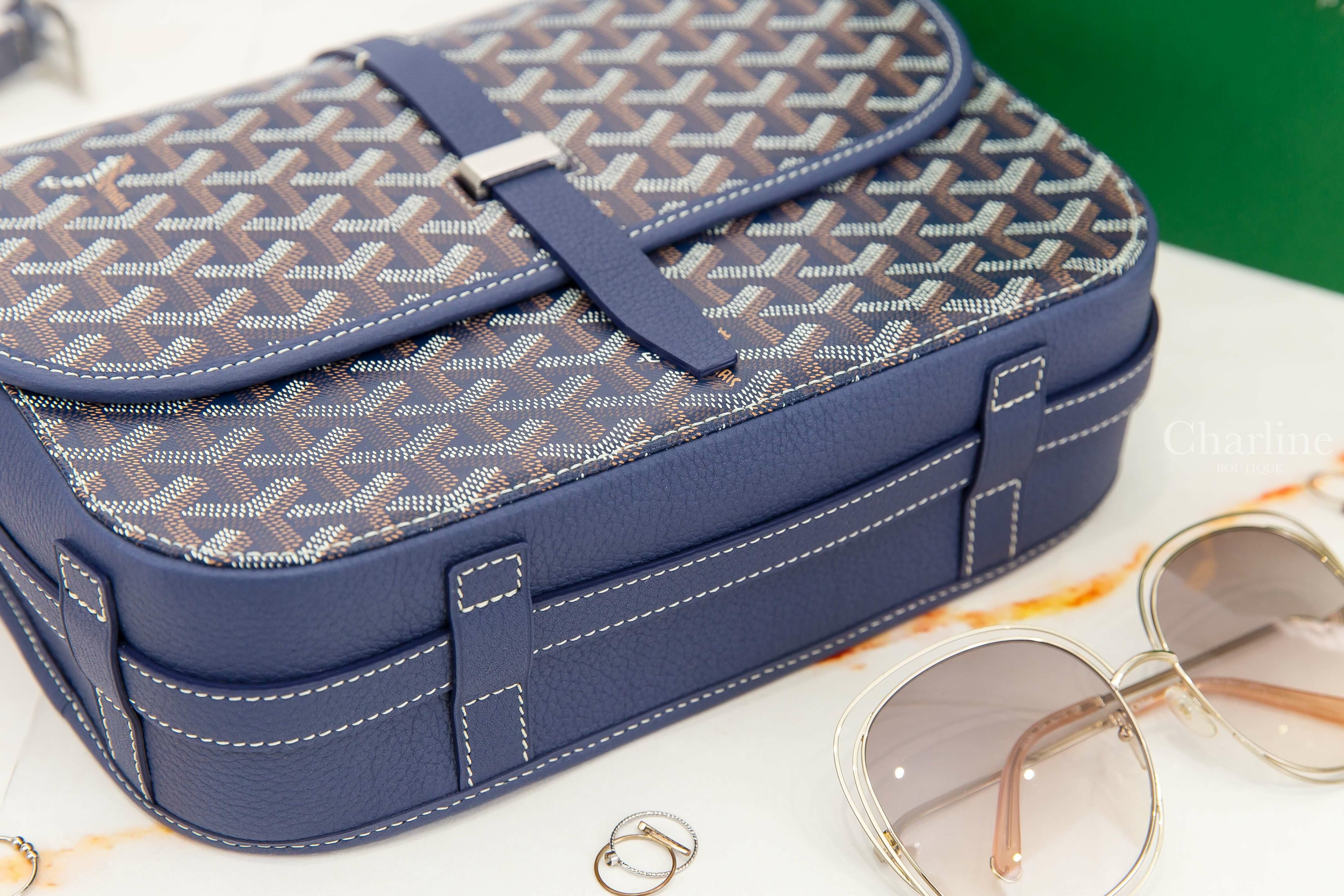 Goyard Belvedere MM Bag 深藍色帆布小牛皮中型馬鞍肩背包-Charline Boutique 精品代購