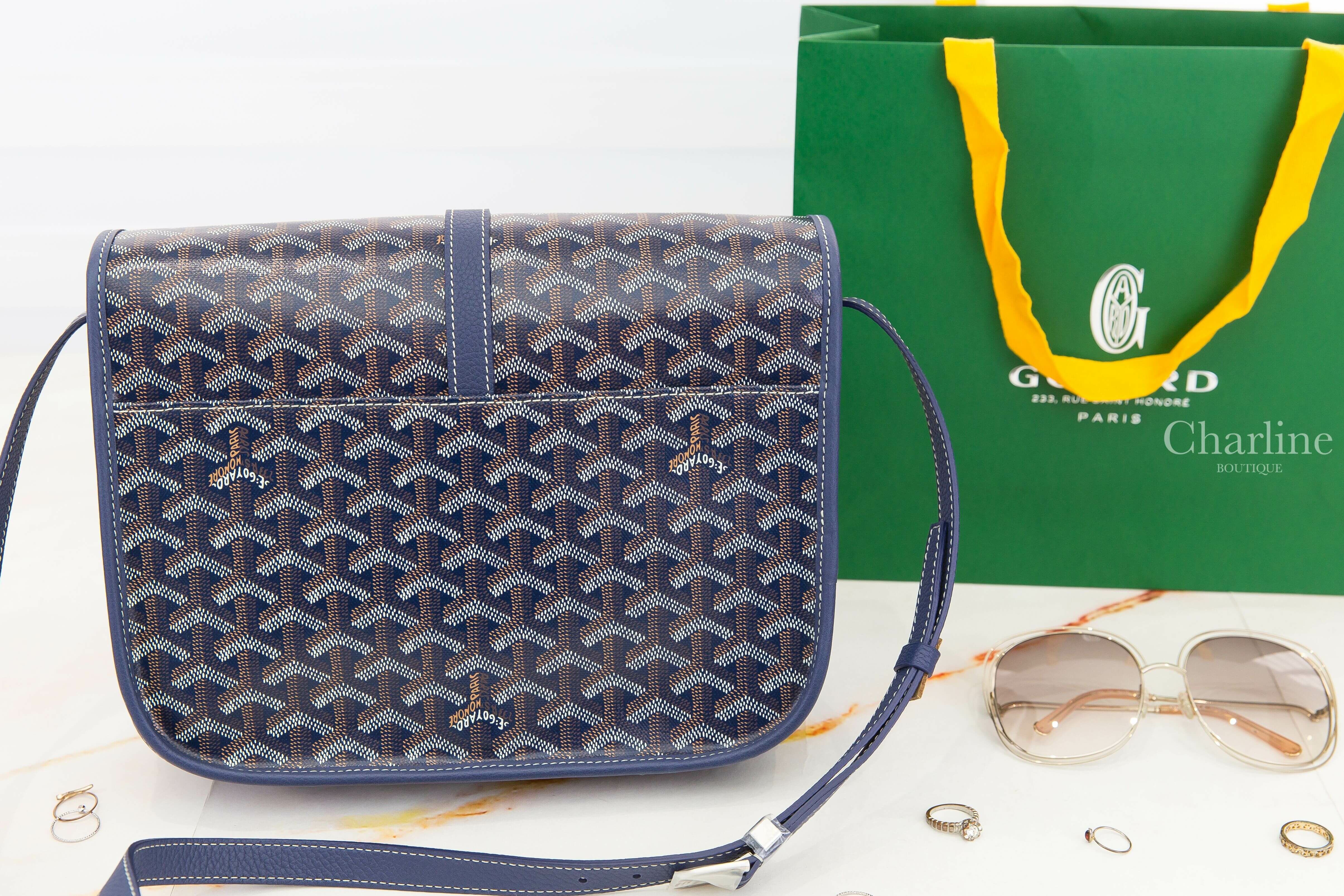 Goyard Belvedere MM Bag 深藍色帆布小牛皮中型馬鞍肩背包-Charline Boutique 精品代購