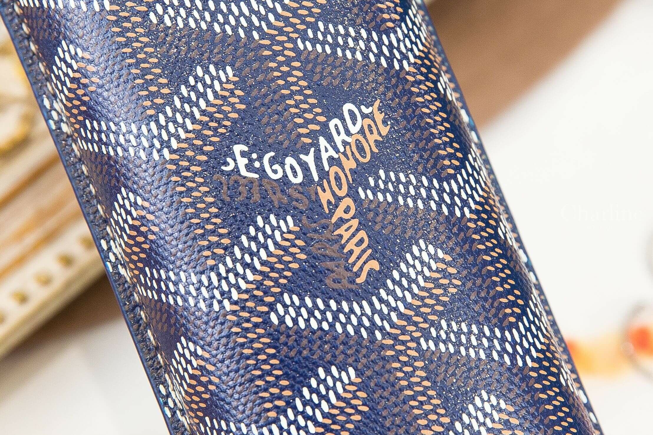 Goyard Churchill 2 Cigar Case 海軍藍帆布小牛皮黃色內裡兩入雪茄盒