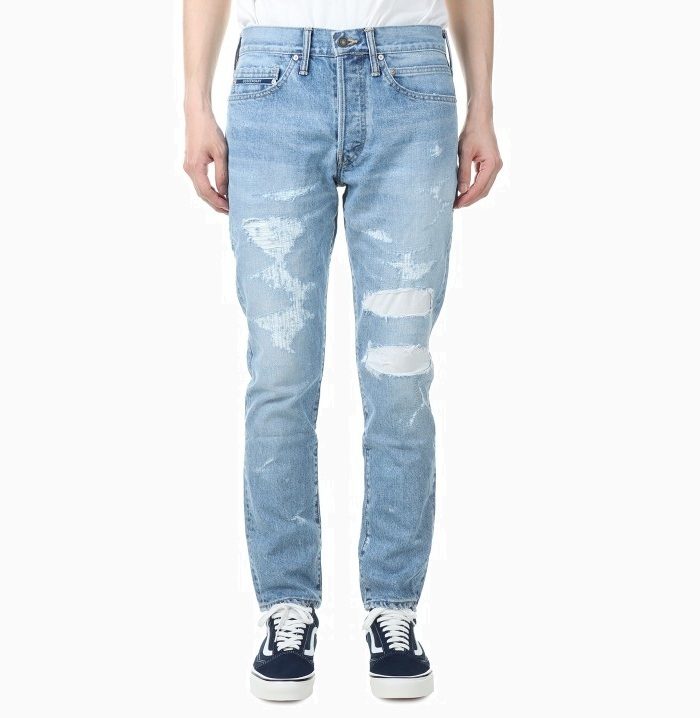 DESCENDANT DIN-4 02 TRASH DAMAGED SLIM FIT JEANS - INDIGO PRE ORDER ITEM (預訂中)
