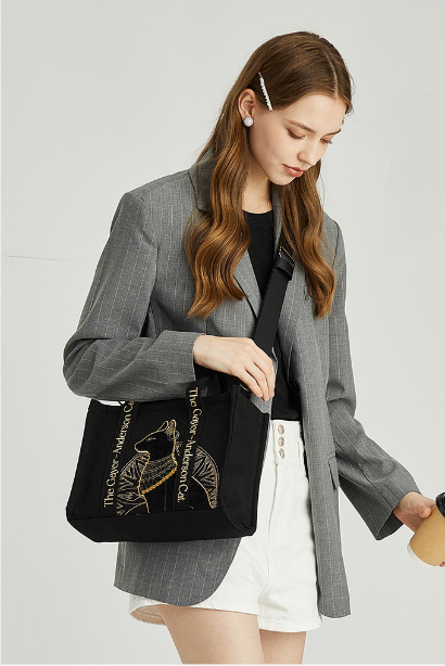 大英博物館｜蓋亞安德森貓系列｜刺繡手提斜挎包-黑色