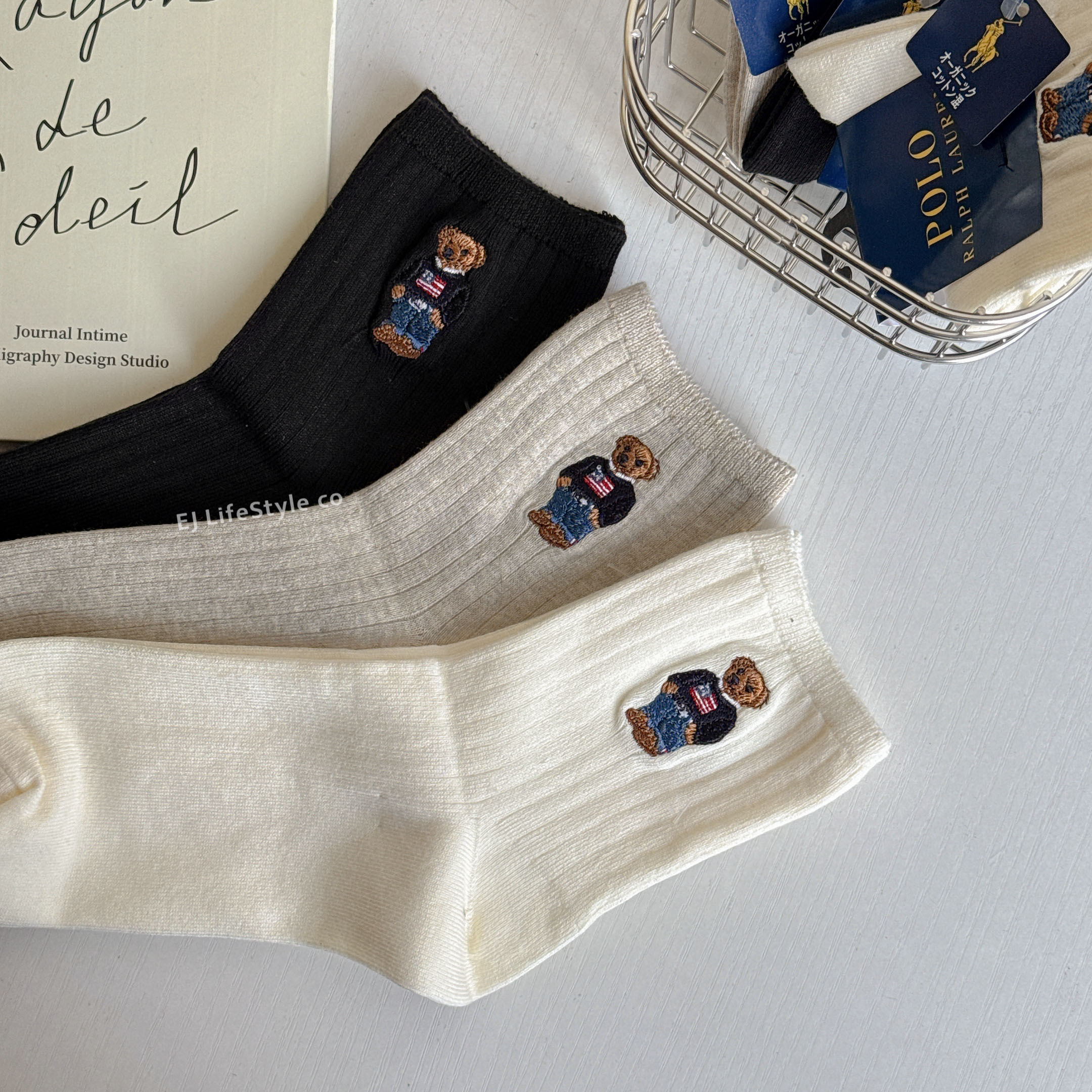 🇯🇵 POLO RALPH LAUREN 有機棉 混紡 刺繡熊熊 小熊 LOGO 長襪 女生 / 現貨