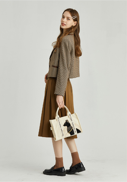 大英博物館｜蓋亞安德森貓系列｜刺繡手提斜挎包-米色