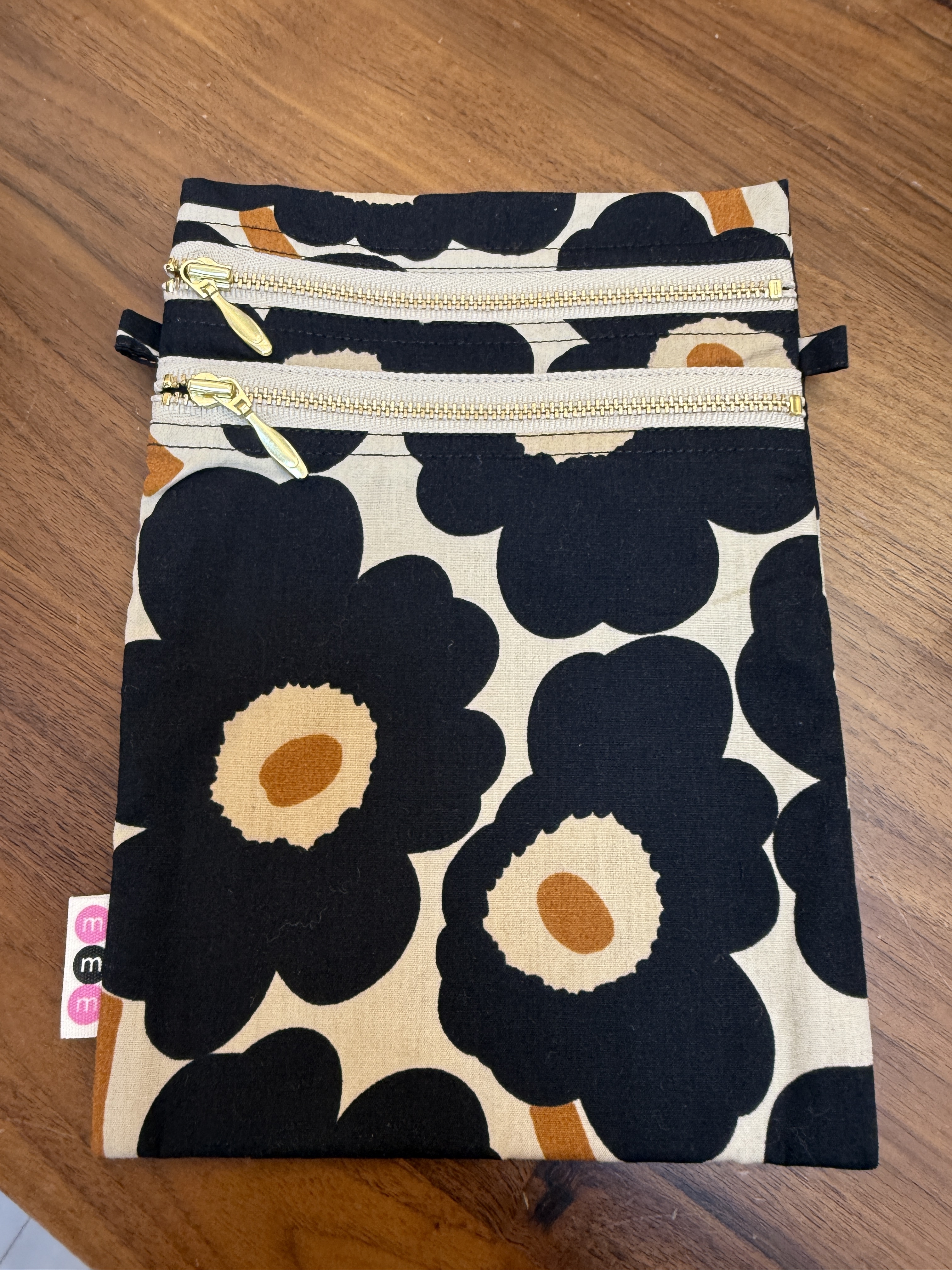 Emmmmm’s Travel Bag | Marimekko cotton fabric | Black x brown