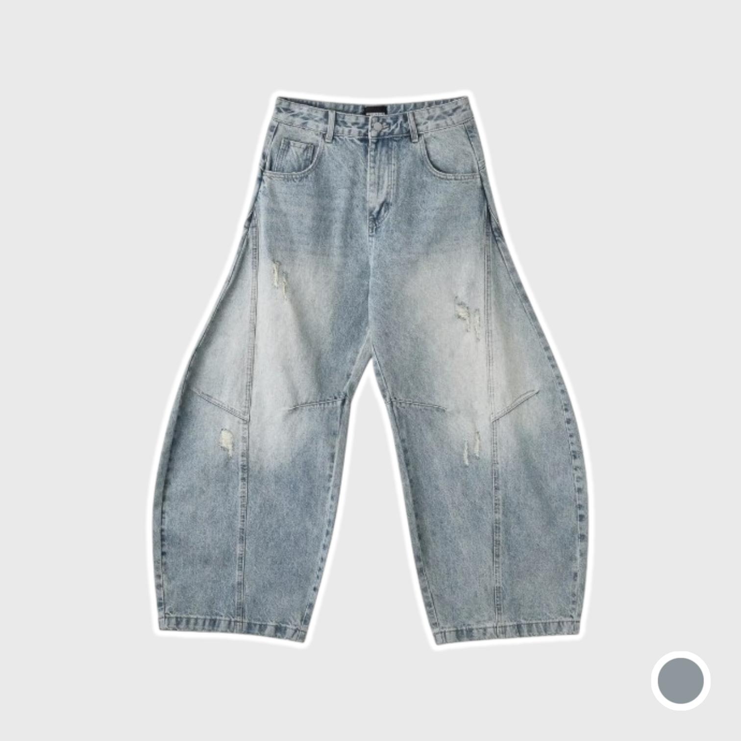 接骨水洗重磅彎刀牛仔褲