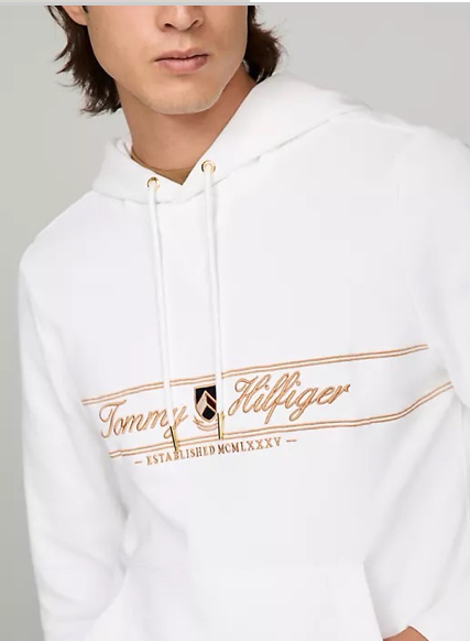 Tommy Hilfiger 電繡金字草寫徽章 帽T 連帽上衣