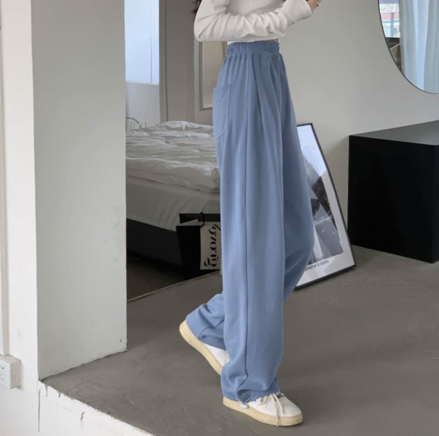 年末出清✧˖°天空藍落地直筒棉褲（可縮口）