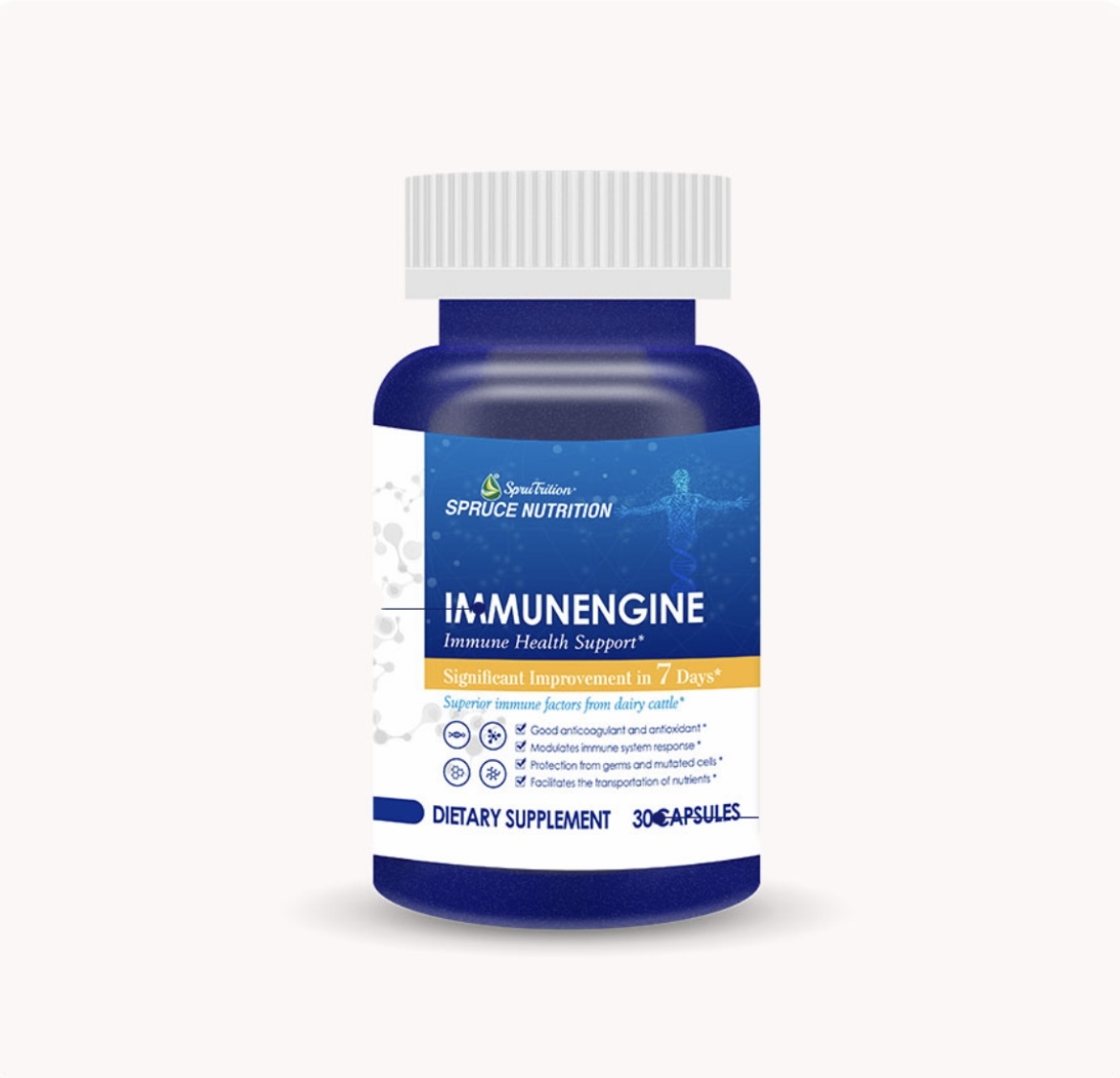 【 Spruce Nutrition】雲杉小分子耳牛免疫球蛋白｜增強免疫｜遠離疾病｜術後恢復｜支持腸胃健康｜30粒裝（美國原裝行貨）美國雲杉SPRUCE