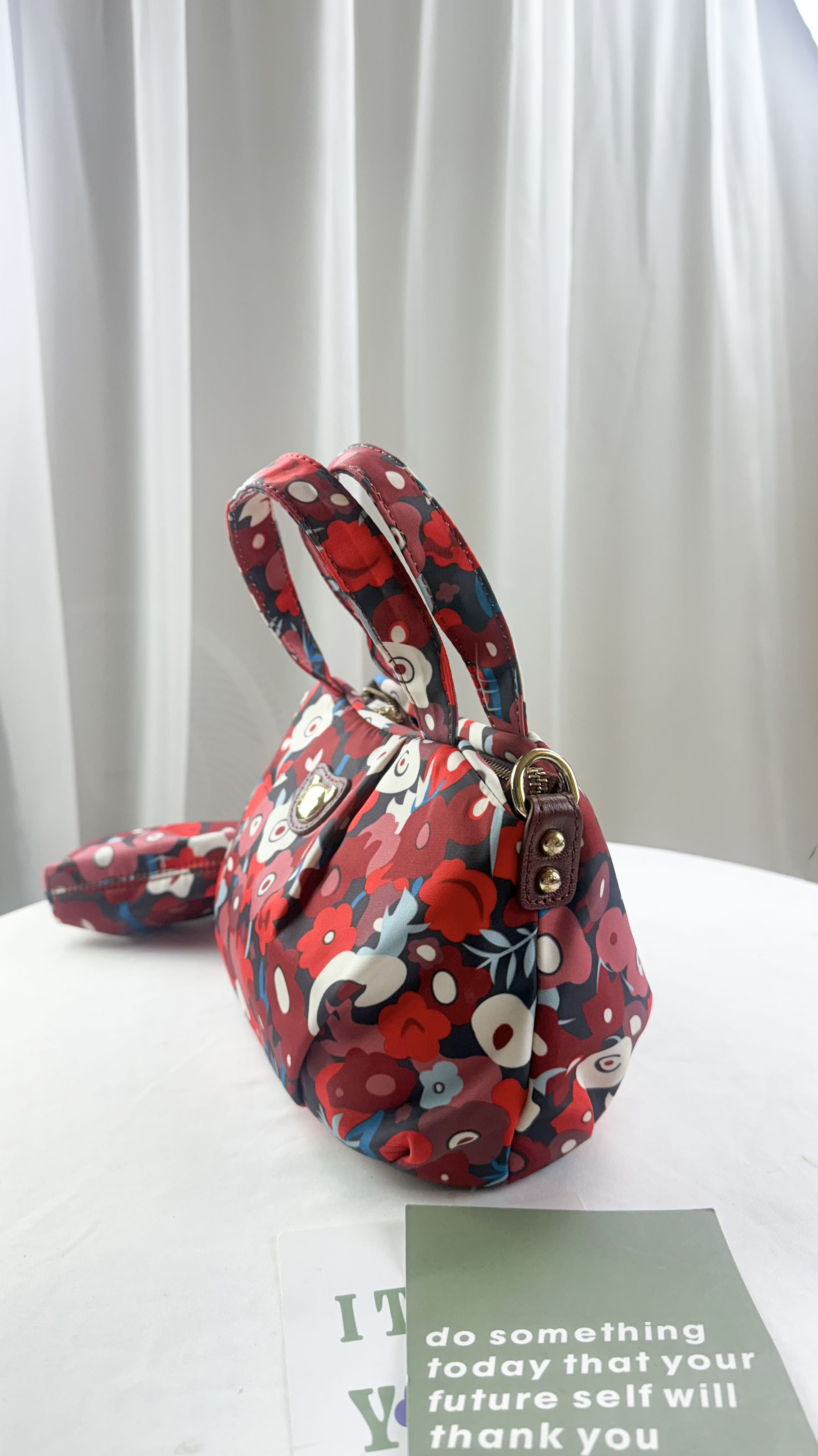 GOODS 紅花朵拼色防潑水手提包 / 側背包 #2218