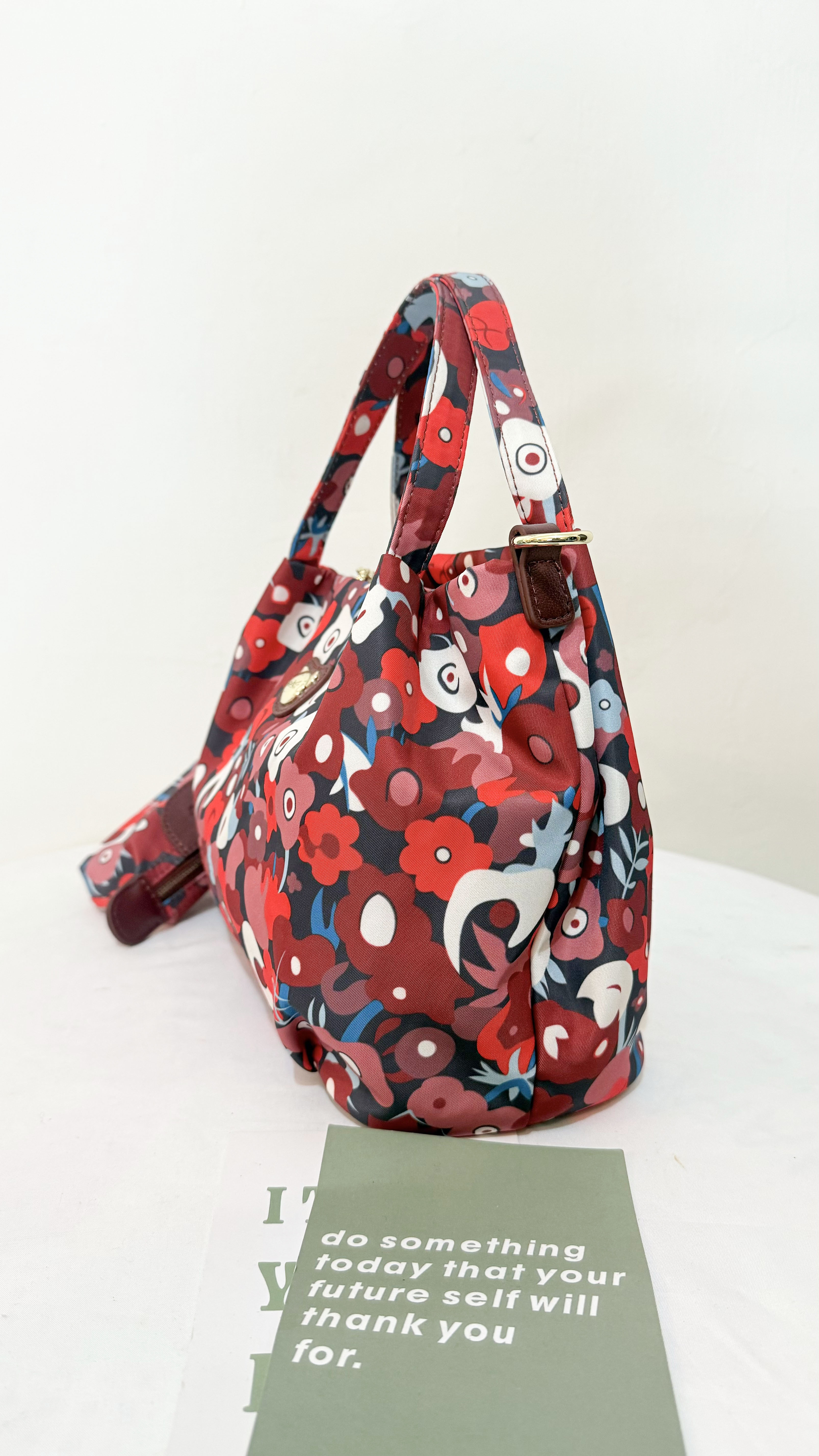 GOODS 紅花朵拼色防潑水手提包 / 側背包  #2808