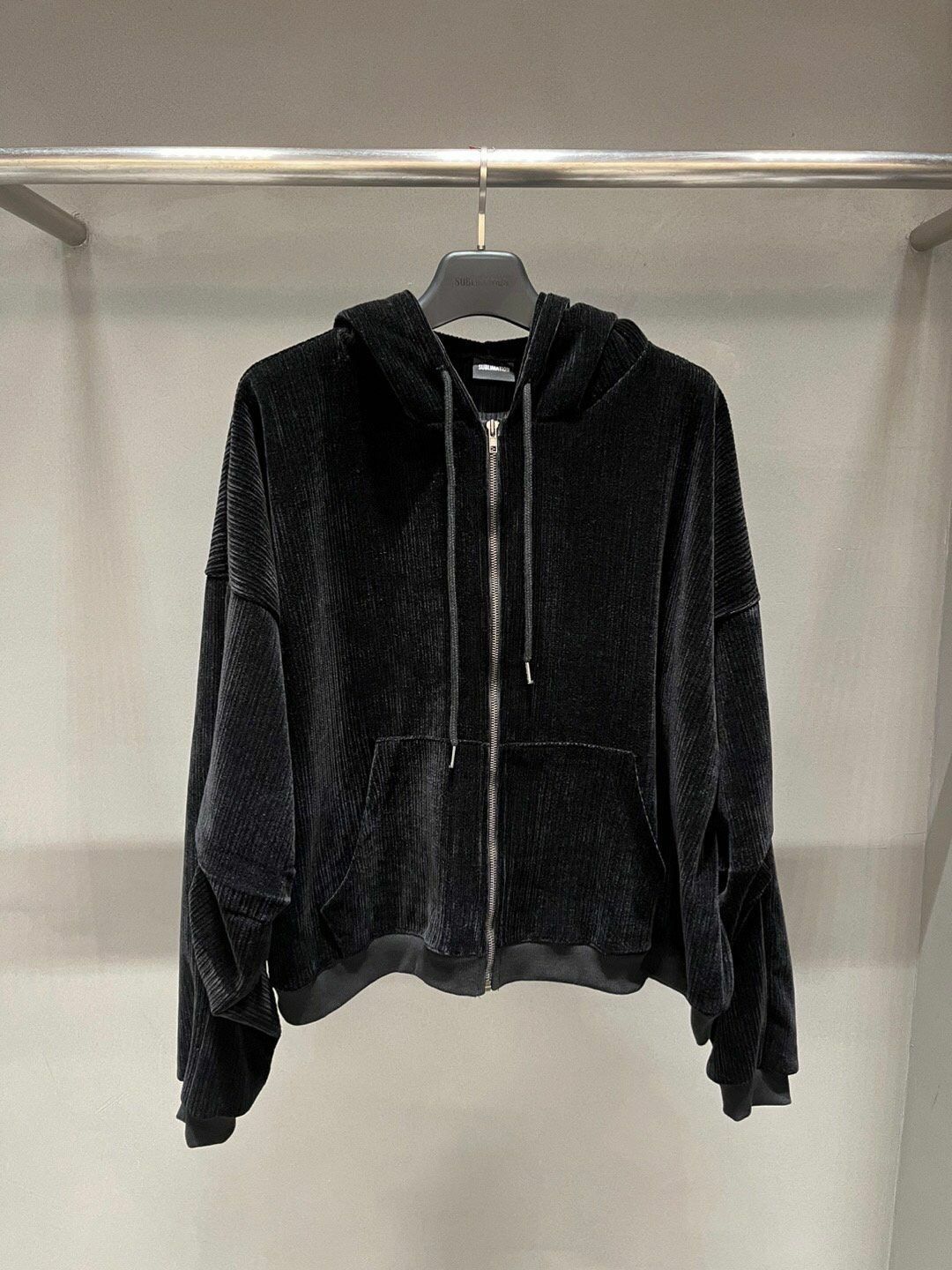 暗直紋連帽拉鍊外套 SUB-026JK