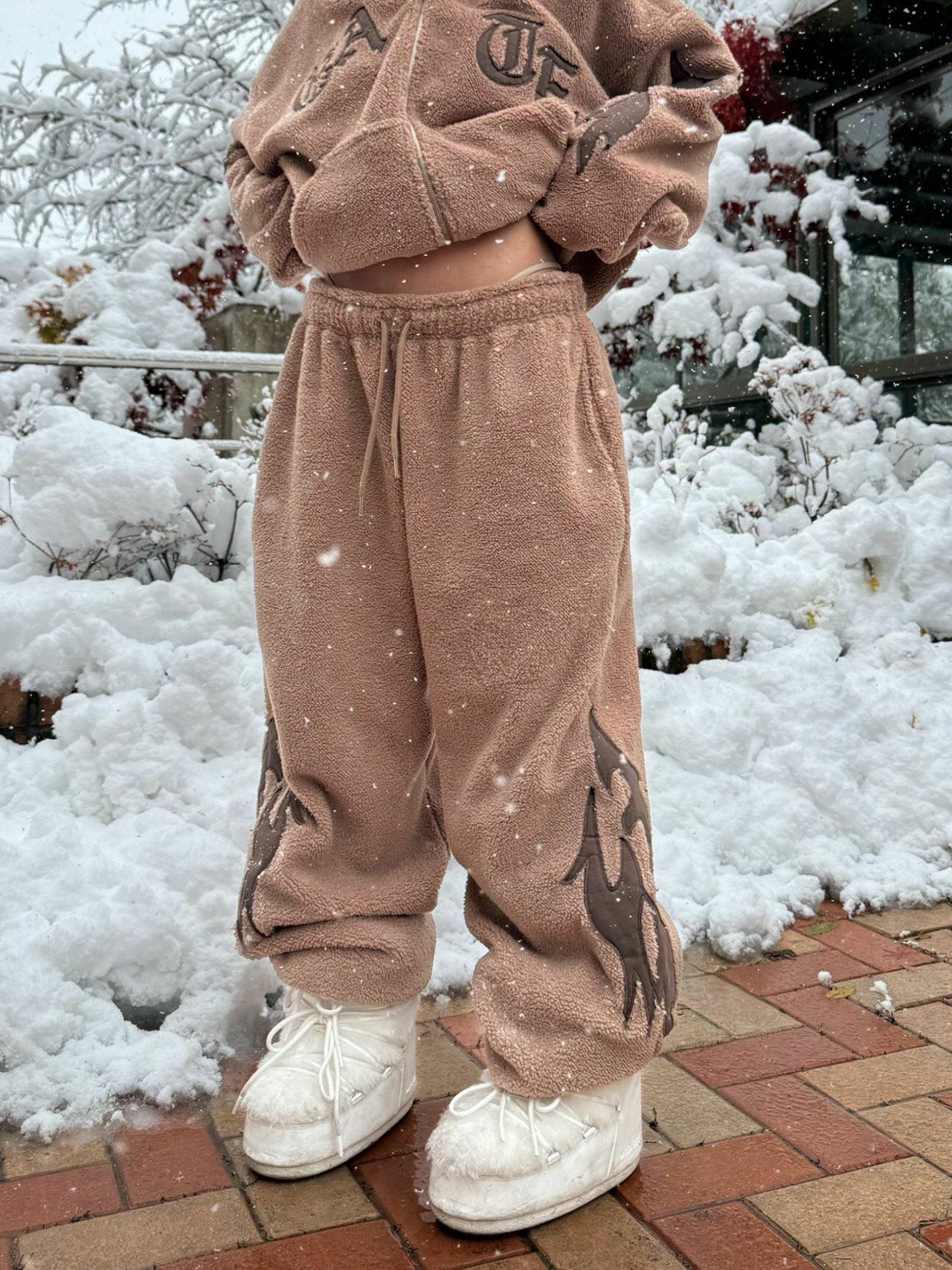 英文字圖案束腳鬆身運動褲 SUB-030P