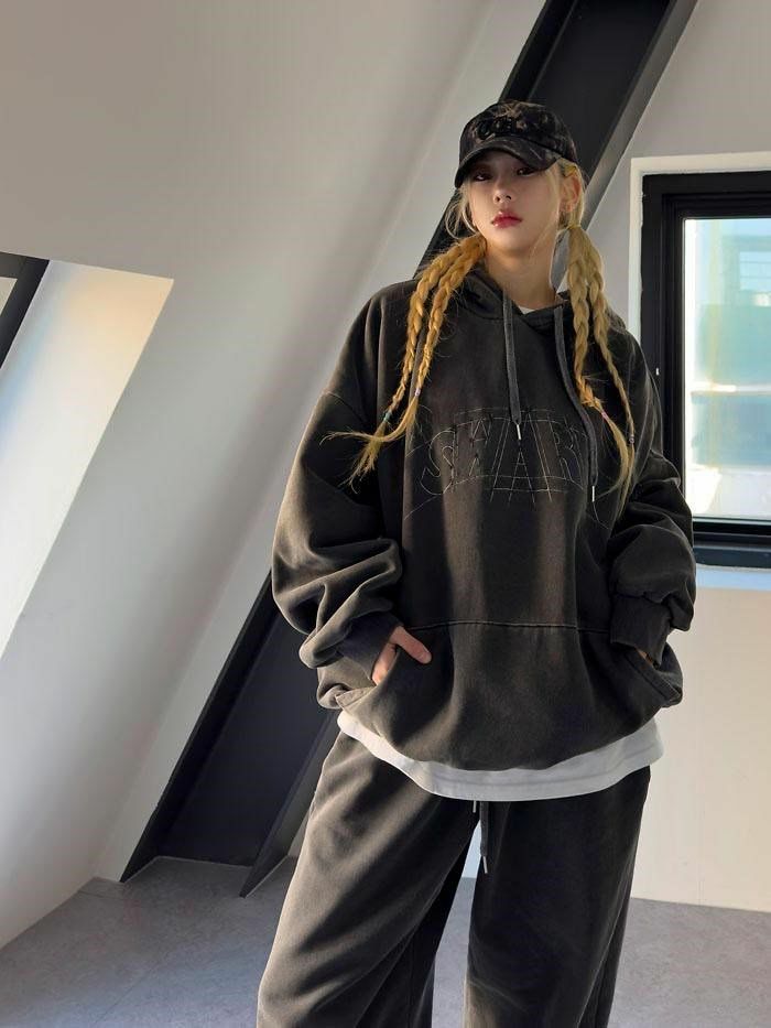 洗水英文字連帽衛衣(抓毛底) T5646