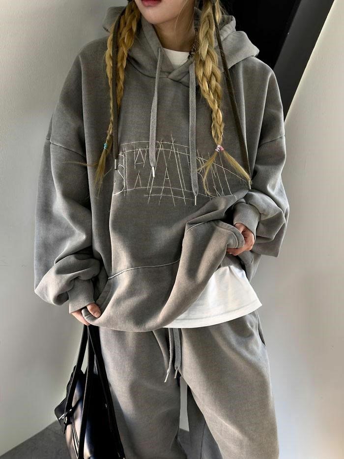 洗水英文字連帽衛衣(抓毛底) T5646