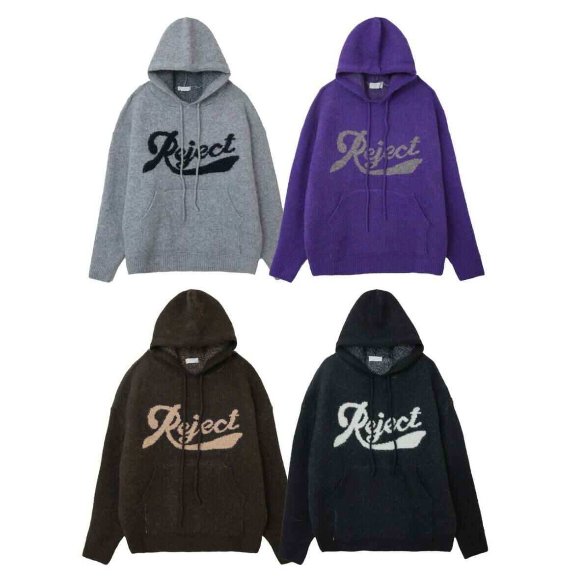 英文字連帽針織衫 T5644