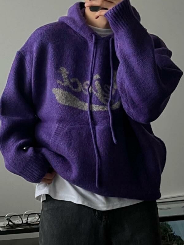 英文字連帽針織衫 T5644