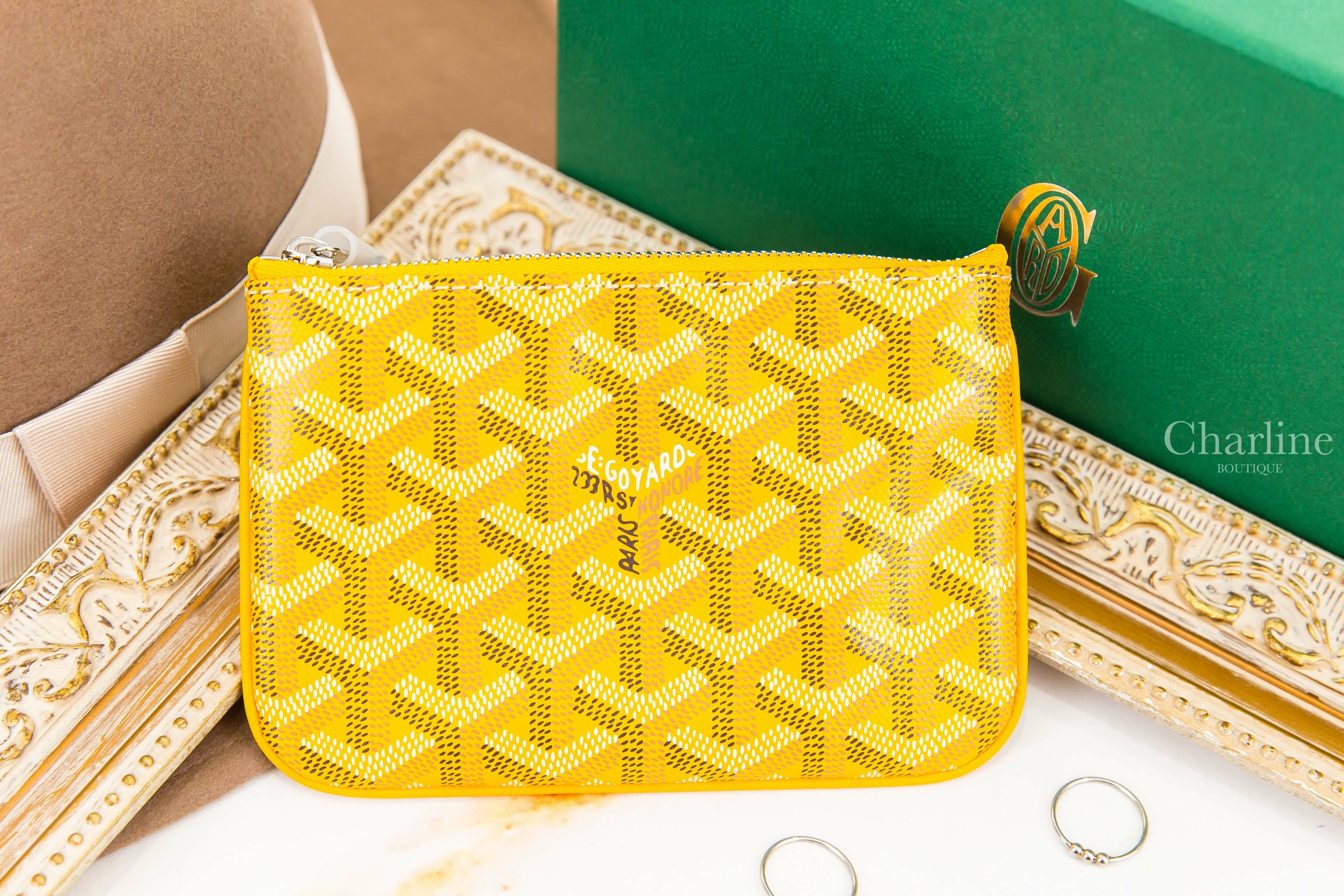 Goyard Sénat Mini Pouch 黃色迷你小牛皮黃色內裡銀色拉鍊零錢包
