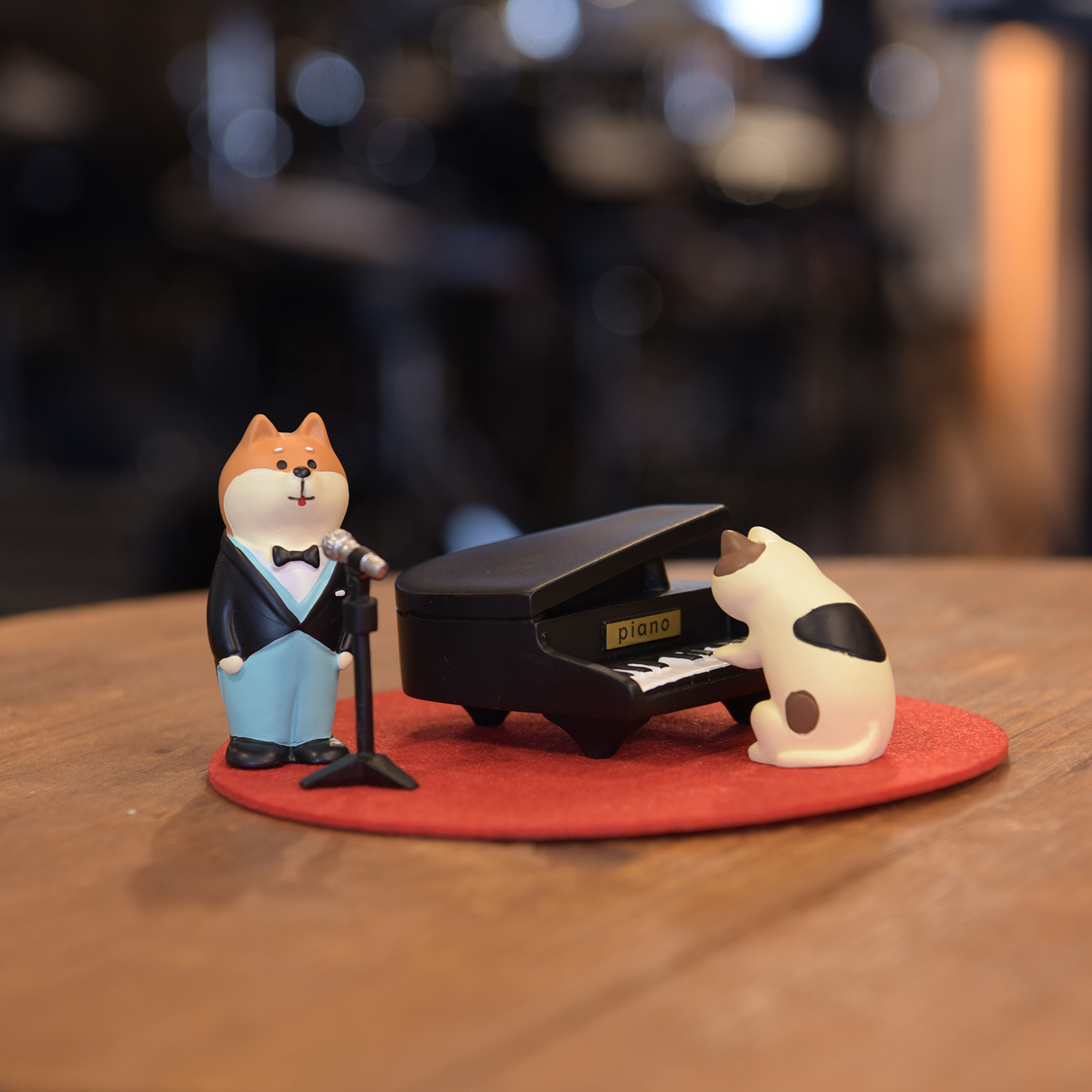 QH041-QH043-070 可愛音樂會 柴犬 三角鋼琴 音樂貓 模型擺飾 生日禮物 擺件
