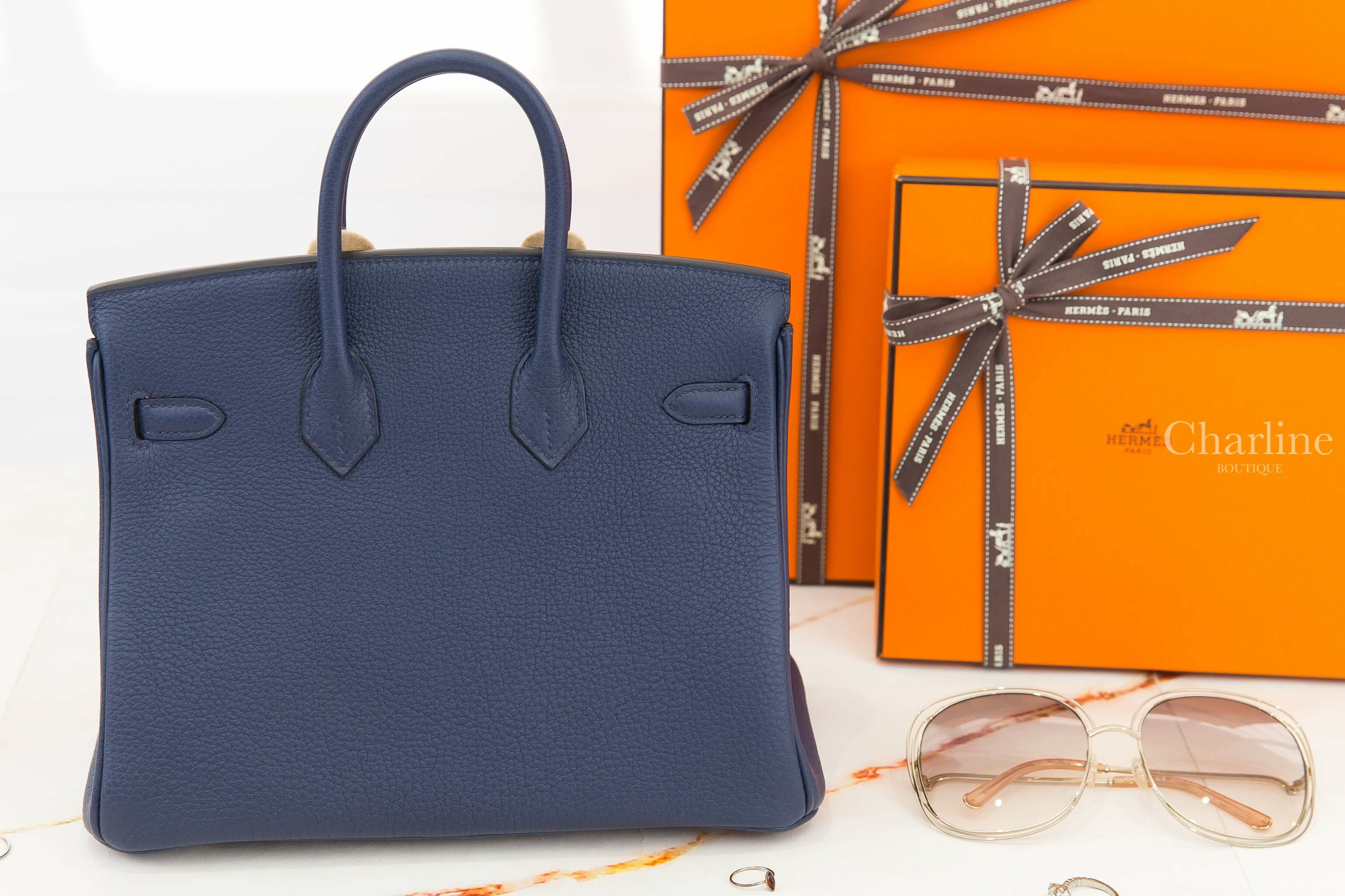 Hermès Birkin 25cm 7U Navy Togo 深海藍銀釦鉑金包-Charline Boutique 精品代購
