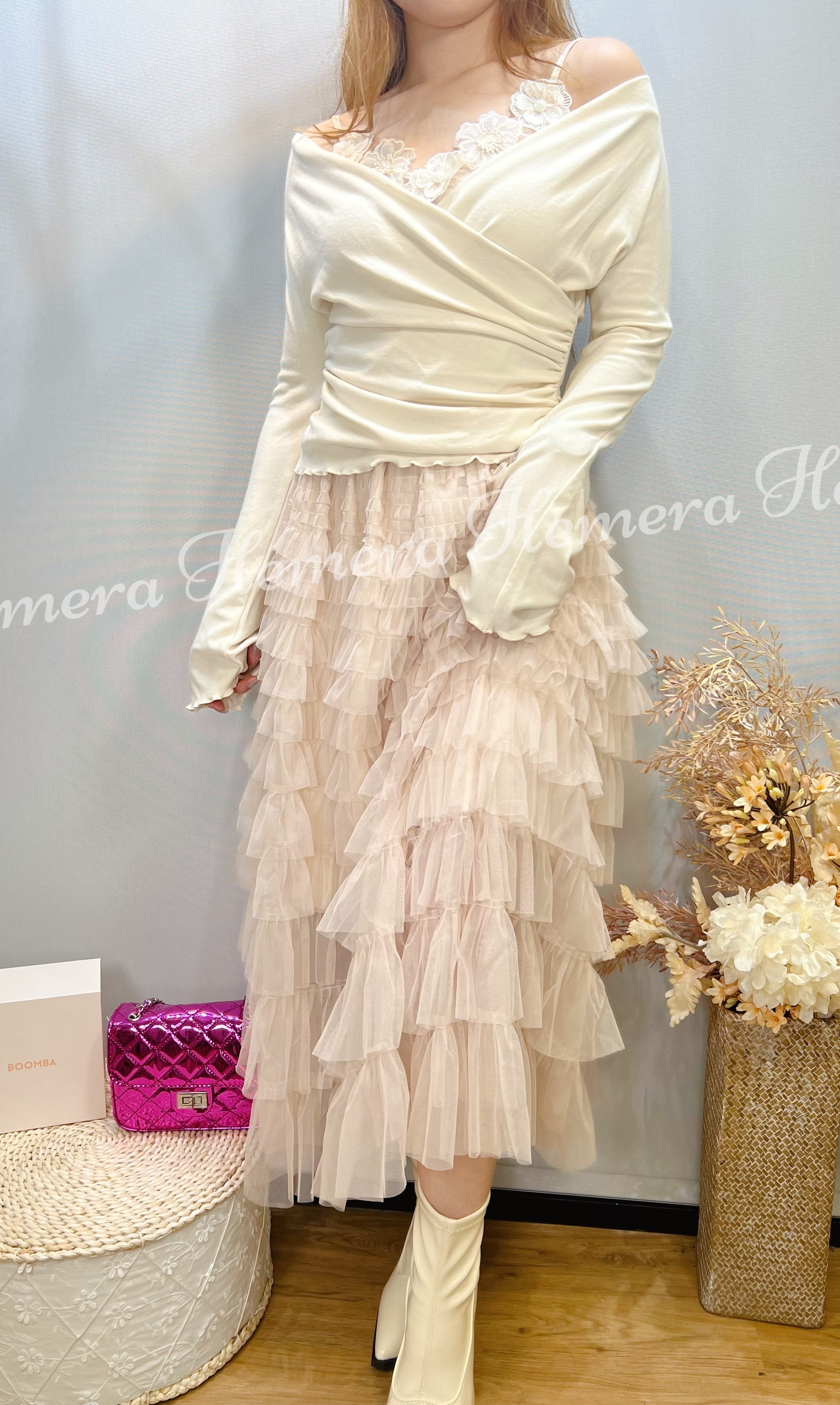 SK25W0119 網紗蛋糕層層半身裙