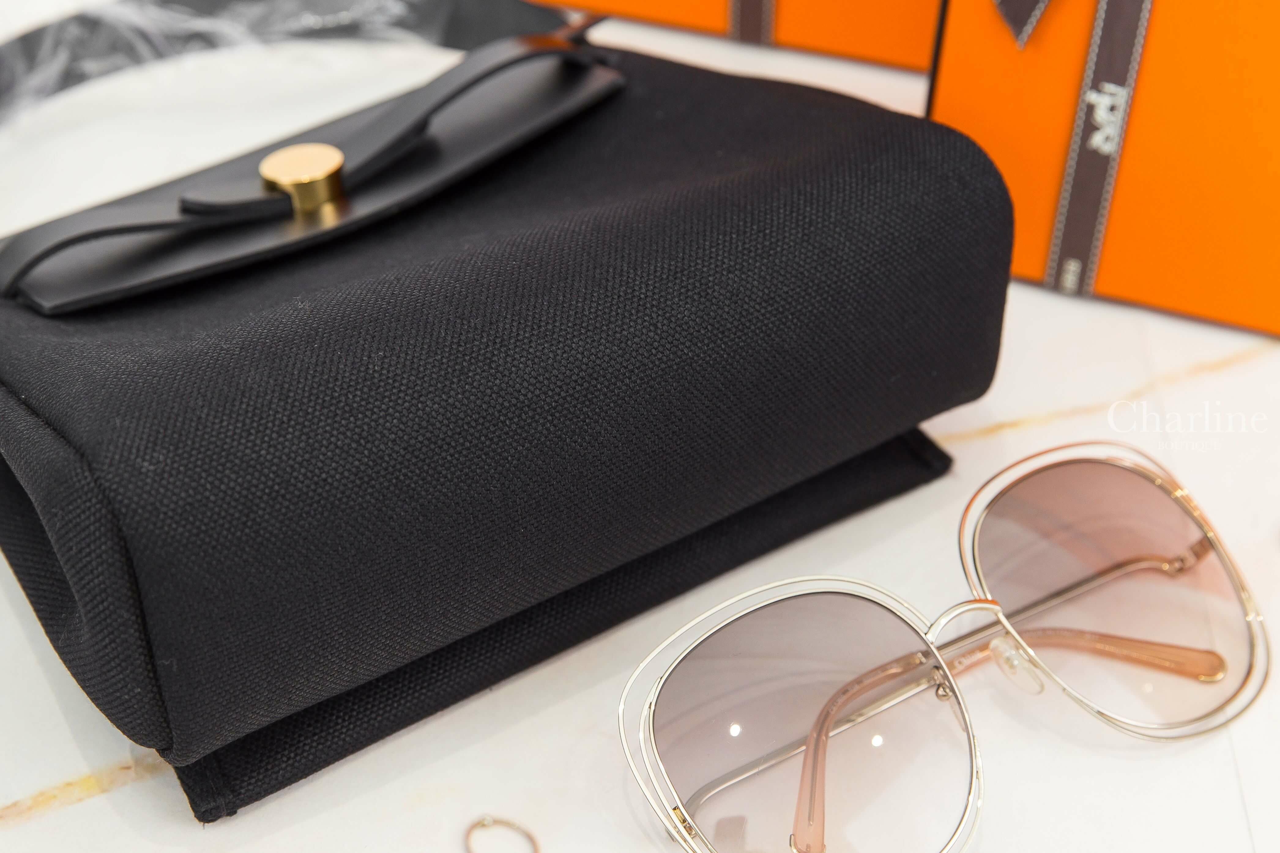 Hermès Neo Herbag 黑色金釦迷你手提肩背包-Charline Boutique 精品代購