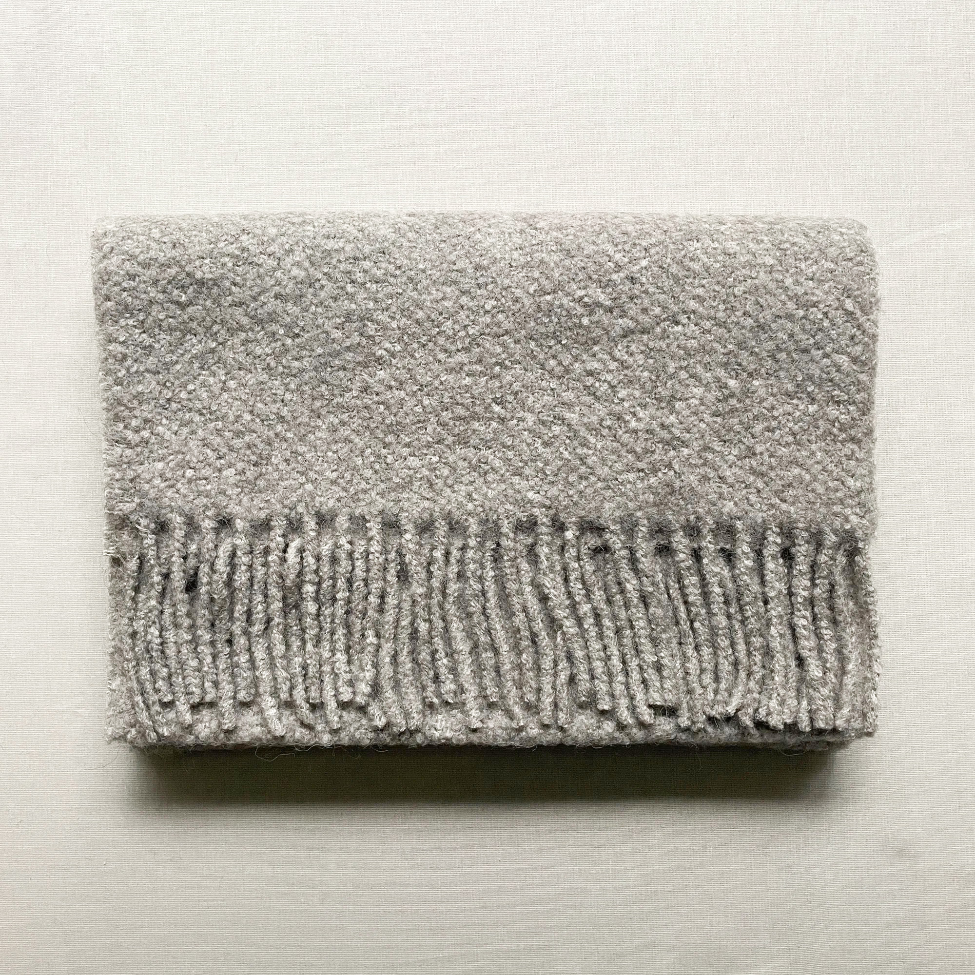 安地斯羊駝圍巾｜簇織混絲款 - 淺灰｜秘魯