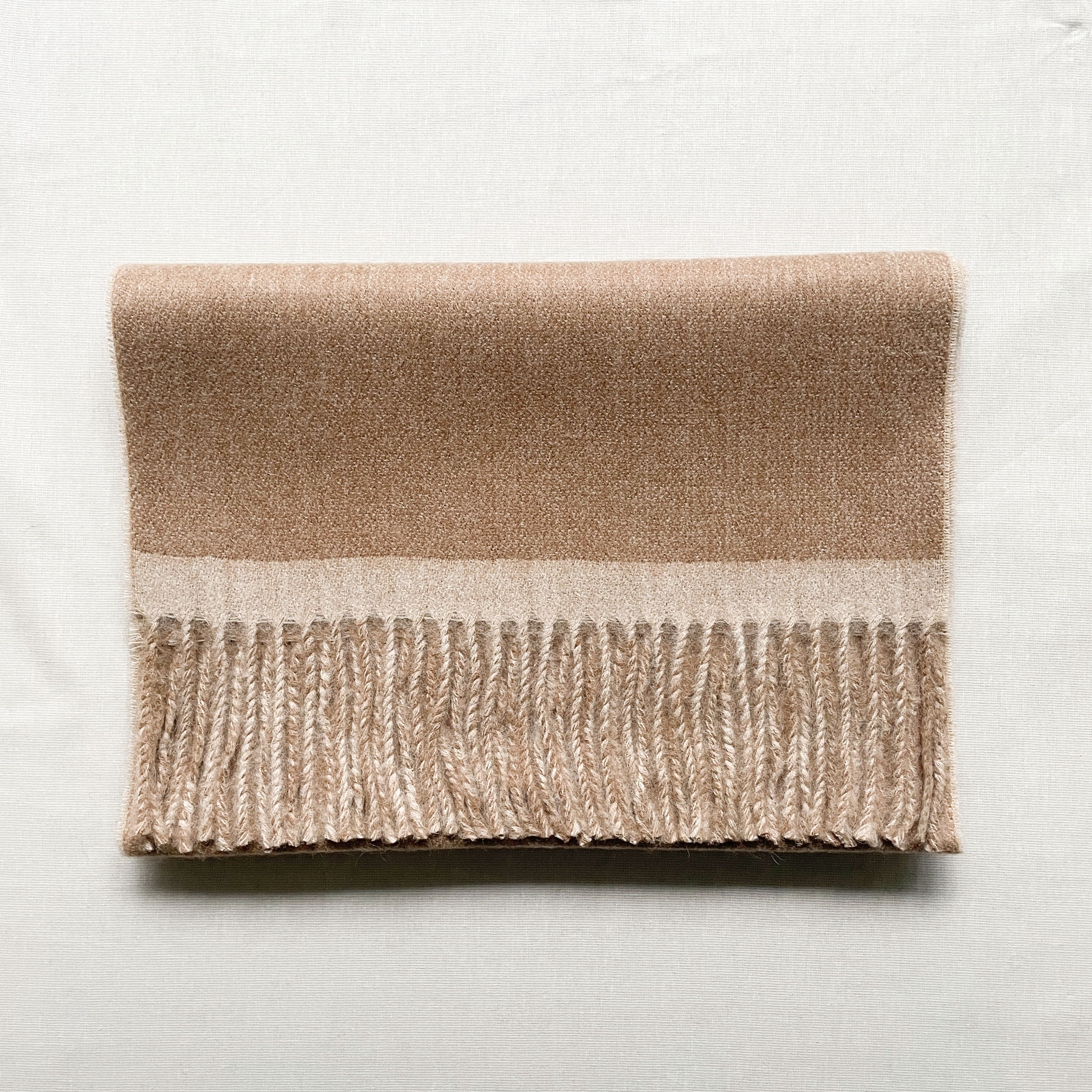 安地斯羊駝圍巾｜雙面款 - 沙色｜秘魯