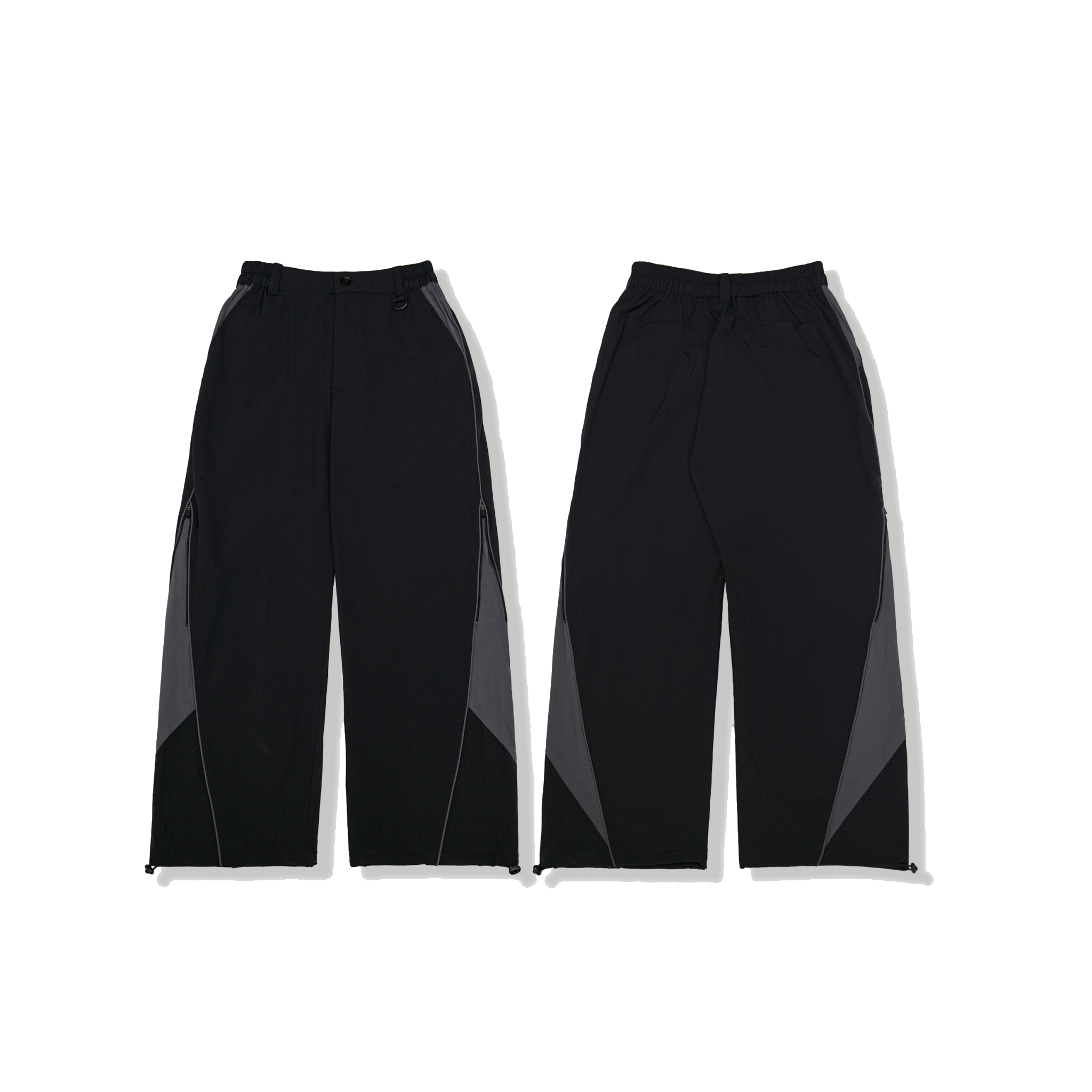 【車庫服飾】QUEST 拼接拉鍊寬褲 / PIPING TRACK PANTS