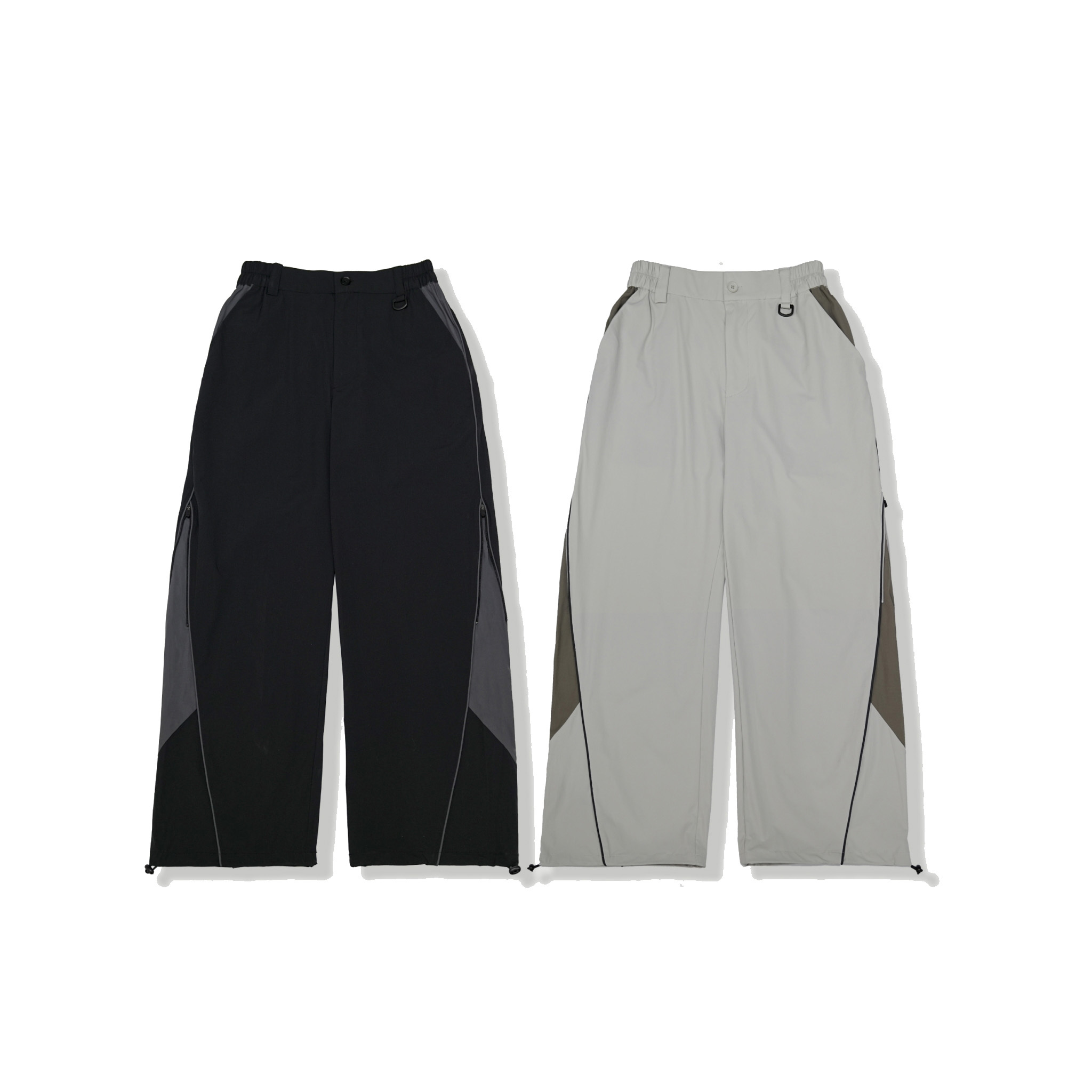 【車庫服飾】QUEST 拼接拉鍊寬褲 / PIPING TRACK PANTS