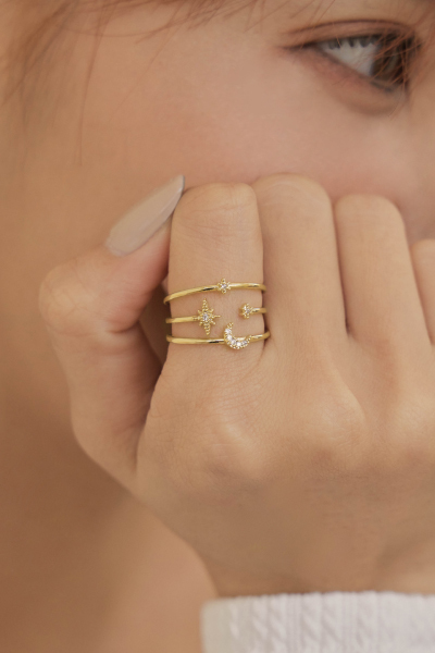 星月鋯石可調式戒指