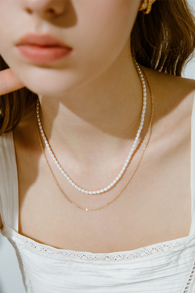 小米粒珍珠。雙層項鍊