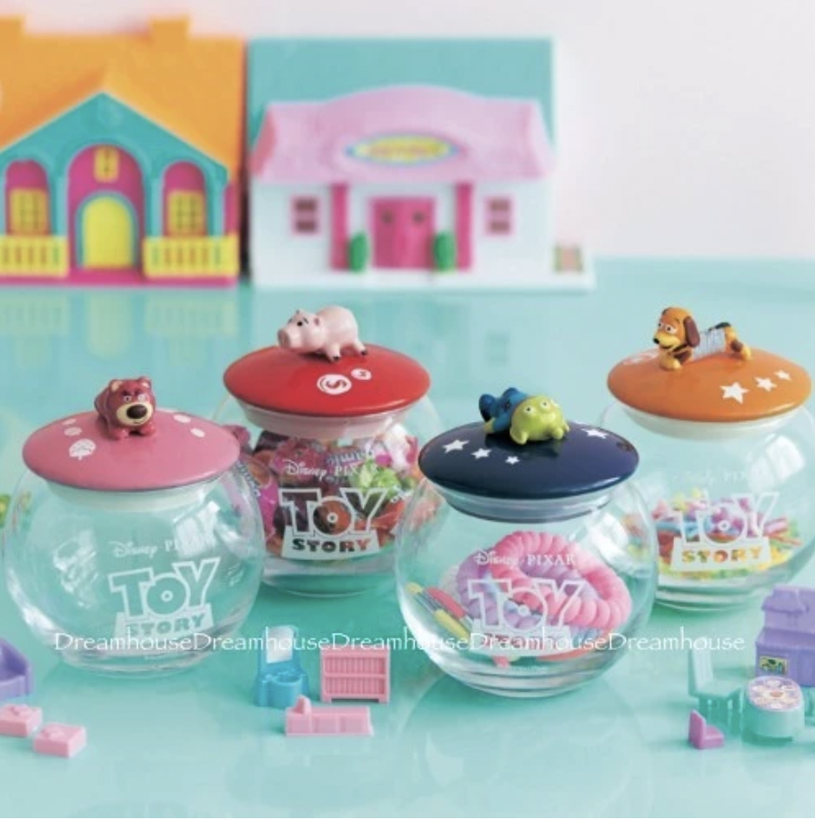 出清特價 皮克斯 玩具總動員 彈簧狗 熊抱哥 三眼怪 火腿豬 毛怪 大眼仔 陶瓷收納罐 密封置物罐 玻璃罐