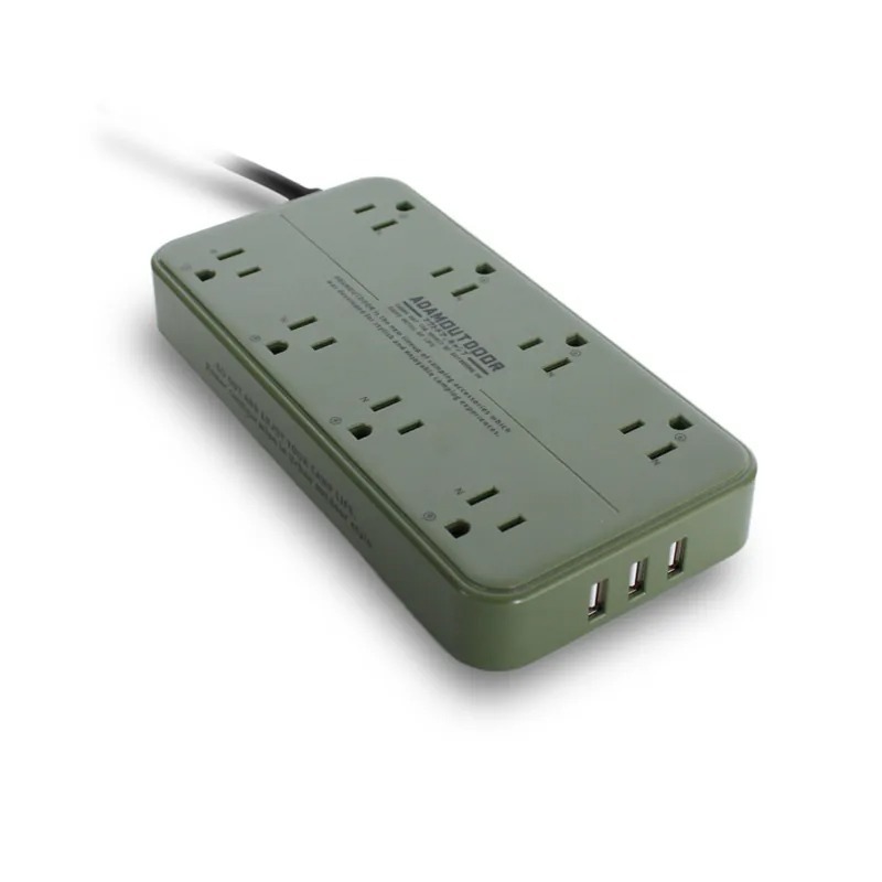 【ADAMOUTDOOR】8座USB1.8M延長線-[綠、黑]  / ADPW-PS3813U